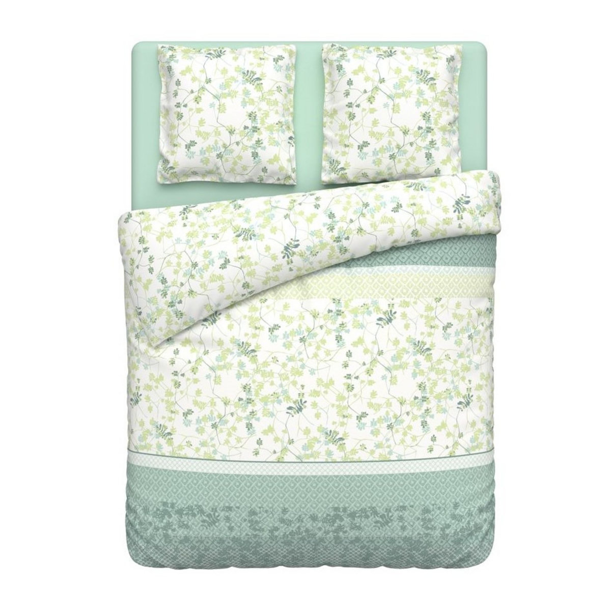 ACTUEL Parure housse de couette fantaisie en polycoton motif végétal SOLINE