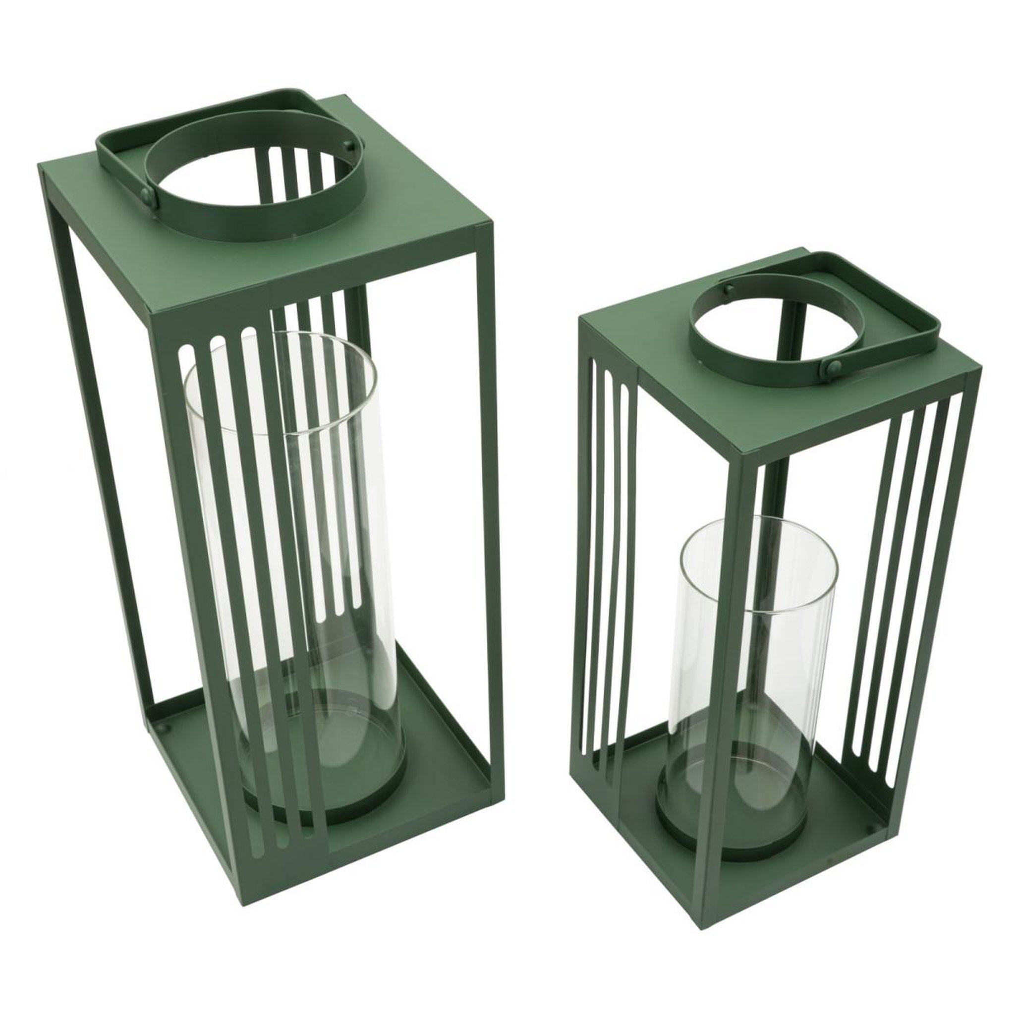 Voir la diapositive 3 : Paris Prix Lot de 2 Lanternes en Métal  Linee  43cm Vert
