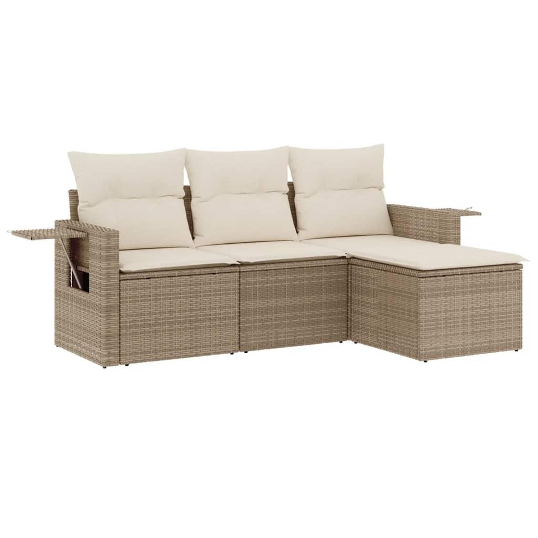Voir la diapositive 2 : VIDAXL Salon de jardin avec coussins 4 pcs beige resine tressee