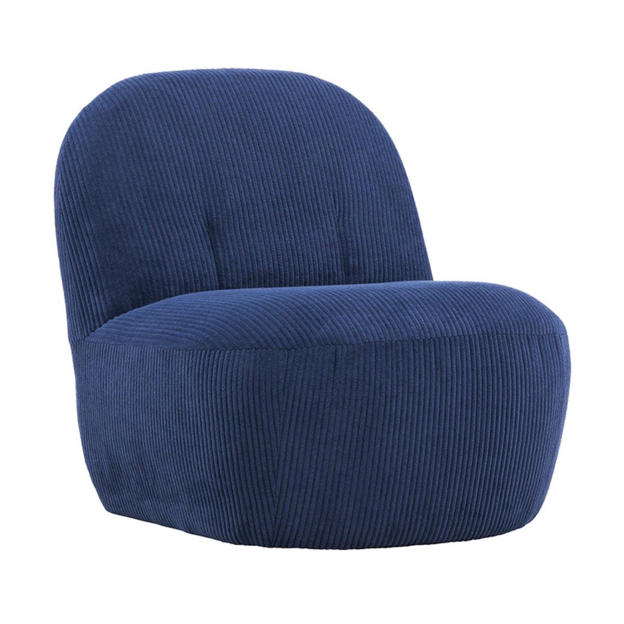 Paris Prix Fauteuil design en tissu côtelé  mahla  82cm bleu marine