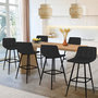 Voir la diapositive 2 : ID MARKET Lot de 6 tabourets de bar MADY en velours noir