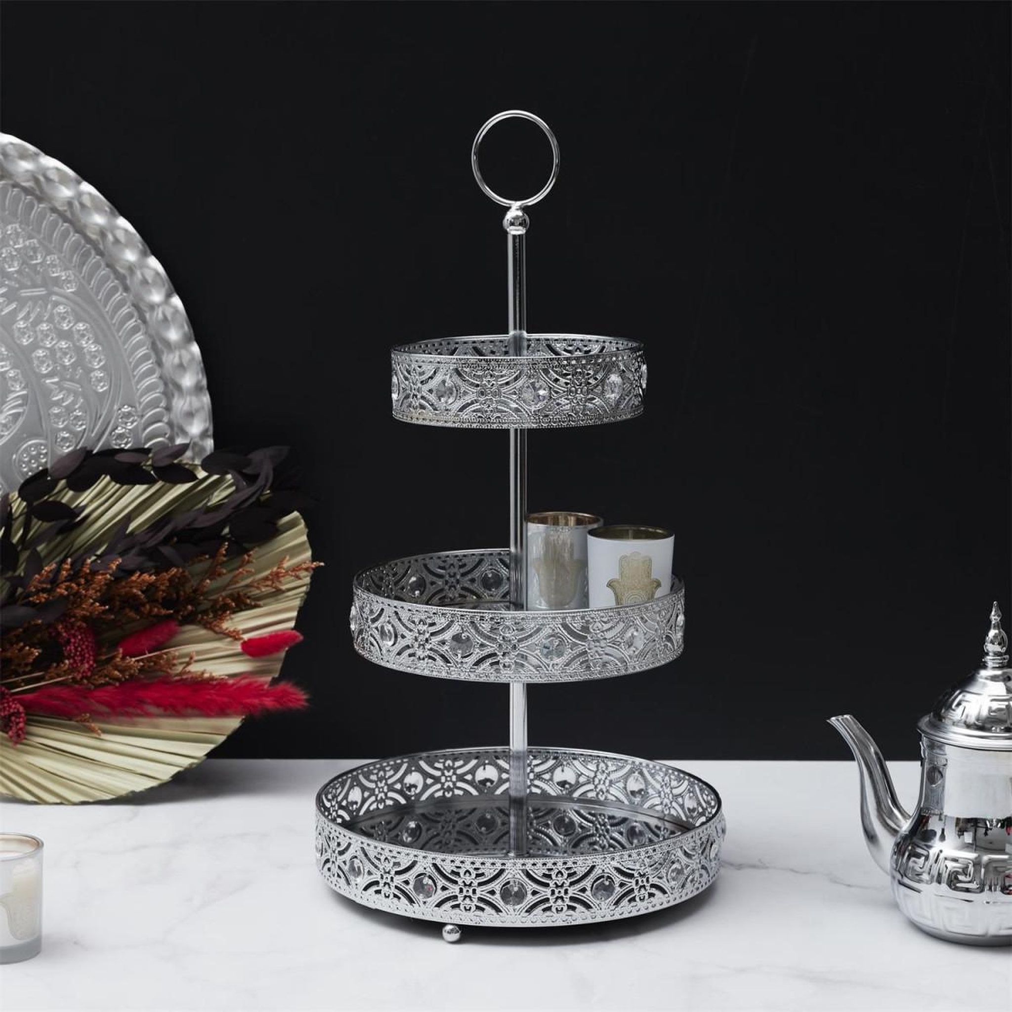 Voir la diapositive 2 : The Home Deco Factory Plateau de Présentation  3 niveaux  46cm Argent