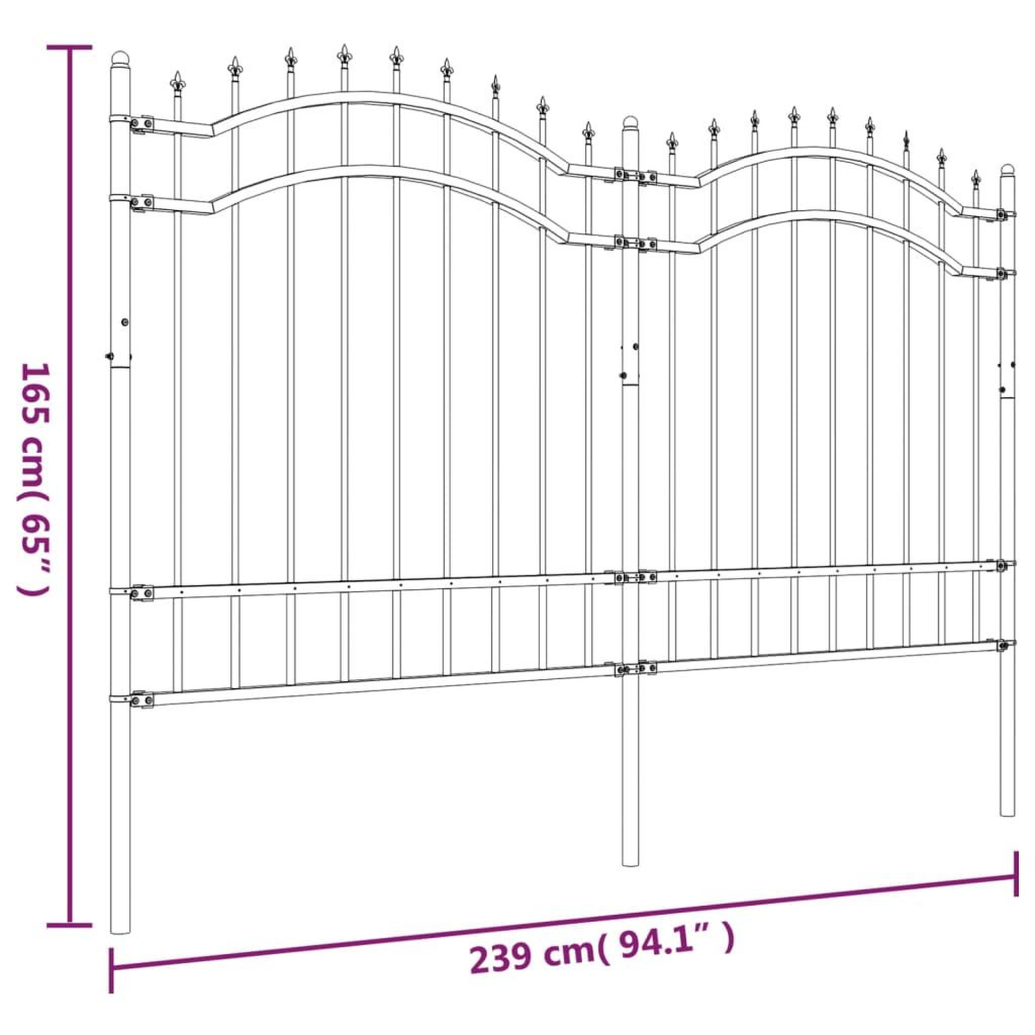 Voir la diapositive 6 : VIDAXL Cloture de jardin avec sommet de lance Noir 165 cm