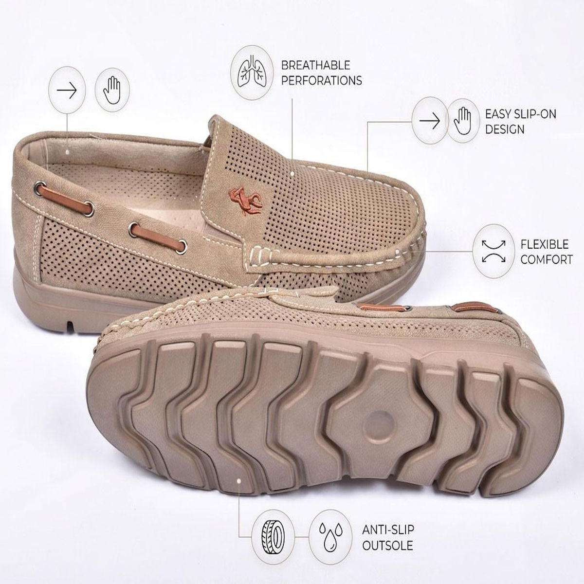 OZABI OZABI Mocassins Homme Microperforés Confort Été Semelle Crantée