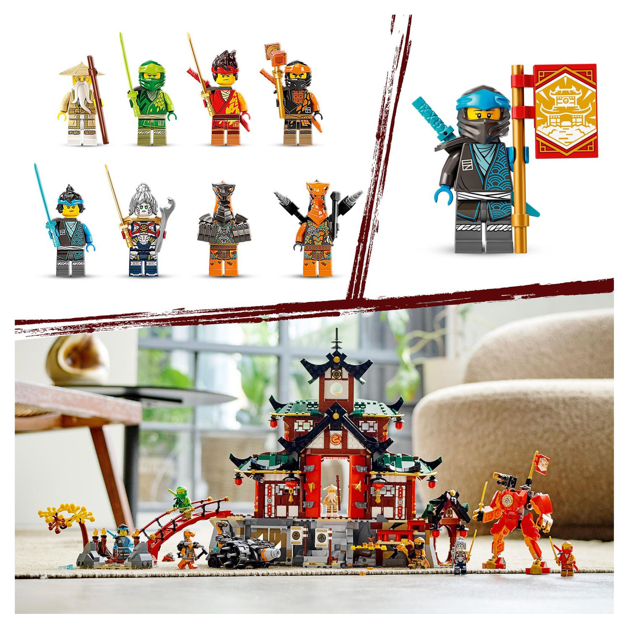 Voir la diapositive 7 : LEGO Ninjago 71767 - Le temple Dojo Ninja, Set Maîtres du Spinjitzu, Jouet Enfants +8 Ans avec Figurines Lloyd, Kai et Serpent avec bannière de mission à collectionner