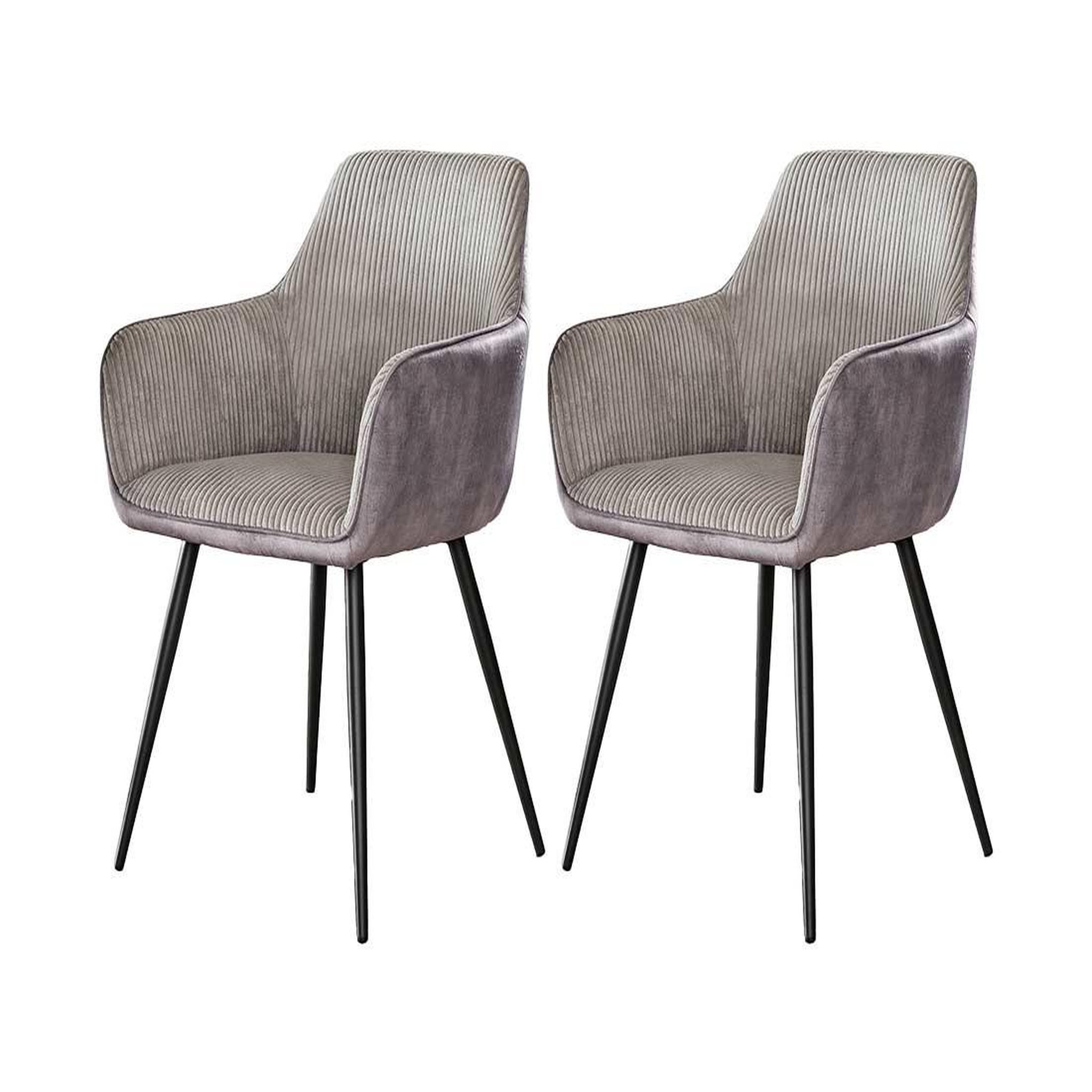 Voir la diapositive 1 : LISA DESIGN Lormi - lot de 2 fauteuils - en velours côtelé et velours - gris