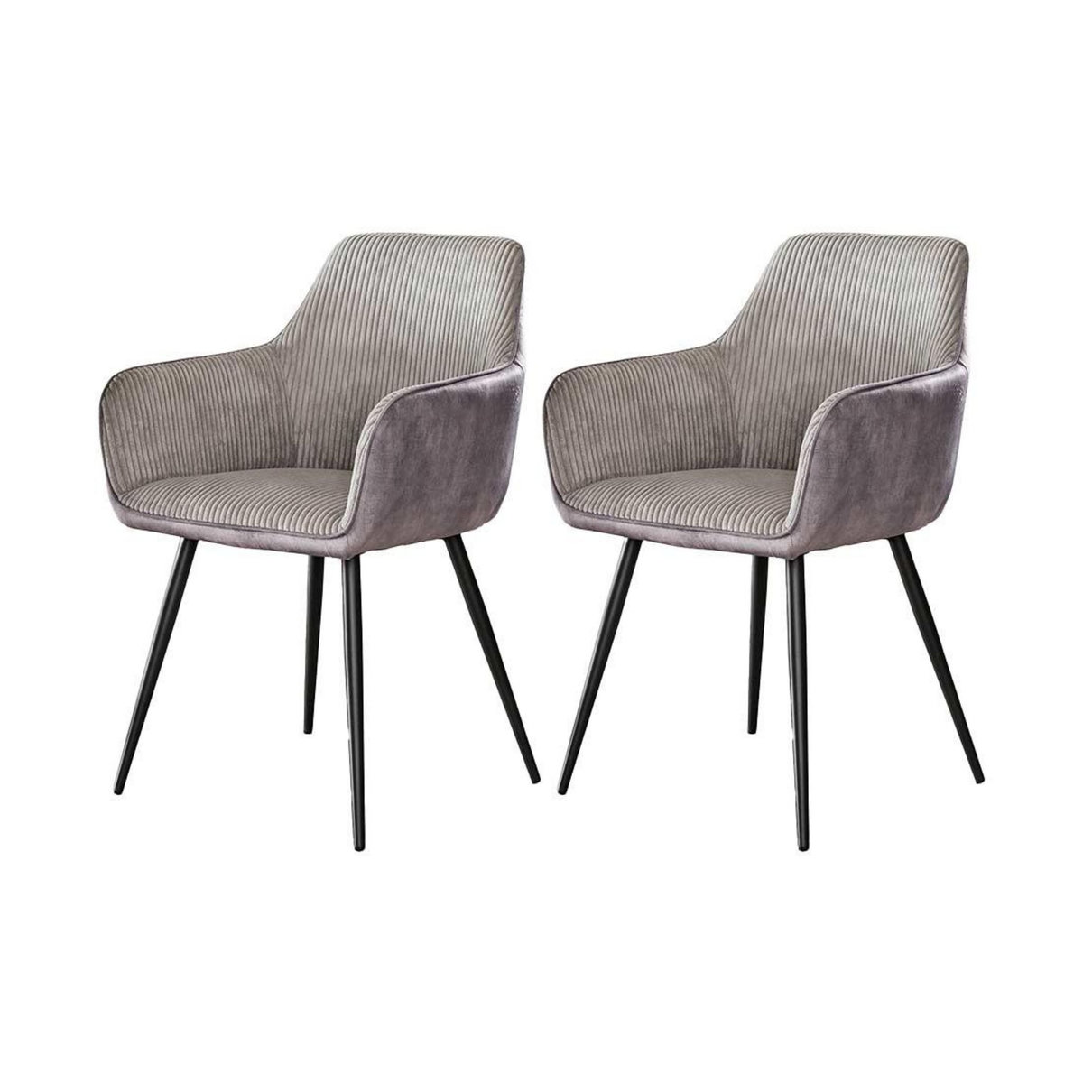 LISA DESIGN Lormi - lot de 2 fauteuils - en velours côtelé et velours - gris