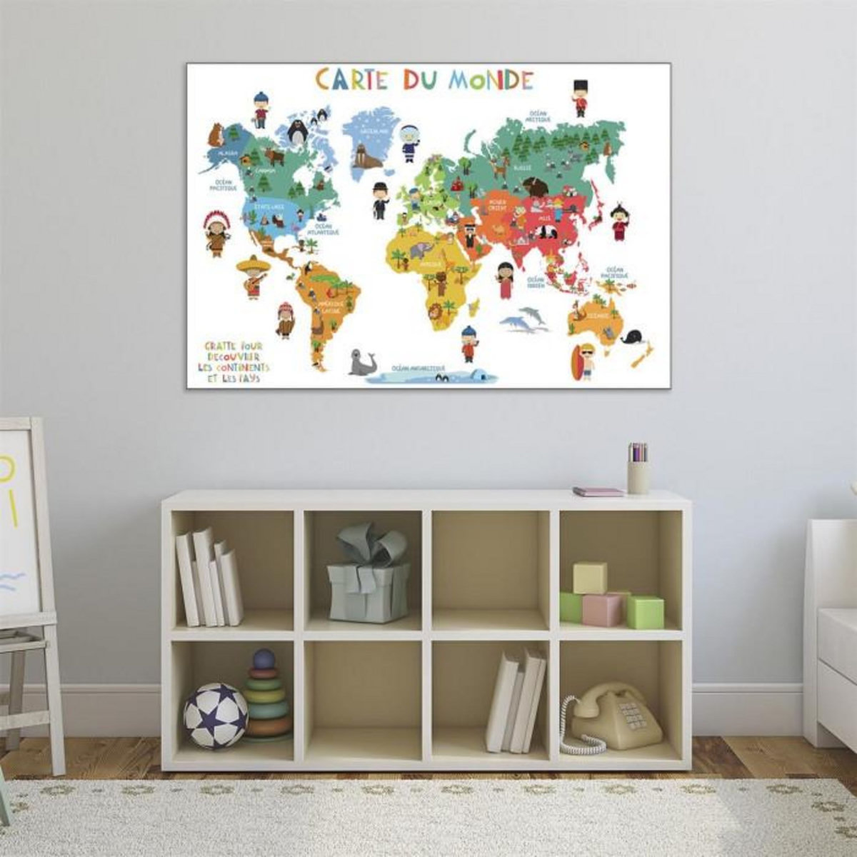 Paris Prix Poster Carte du Monde  A Gratter  40x60cm Gris
