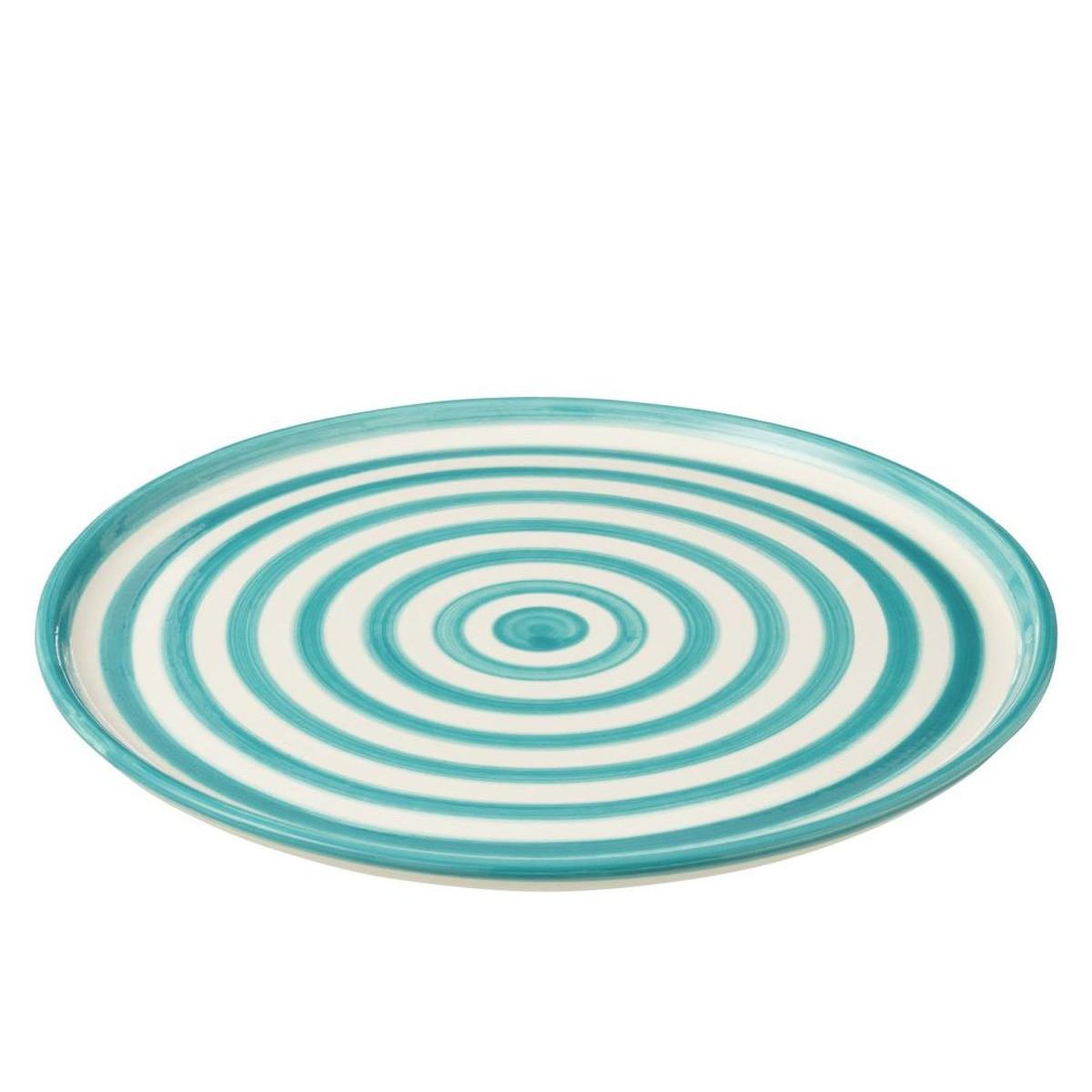 Voir la diapositive 2 : J-LINE Assiette de présentation en céramique  granada rayure  34cm bleu aqua
