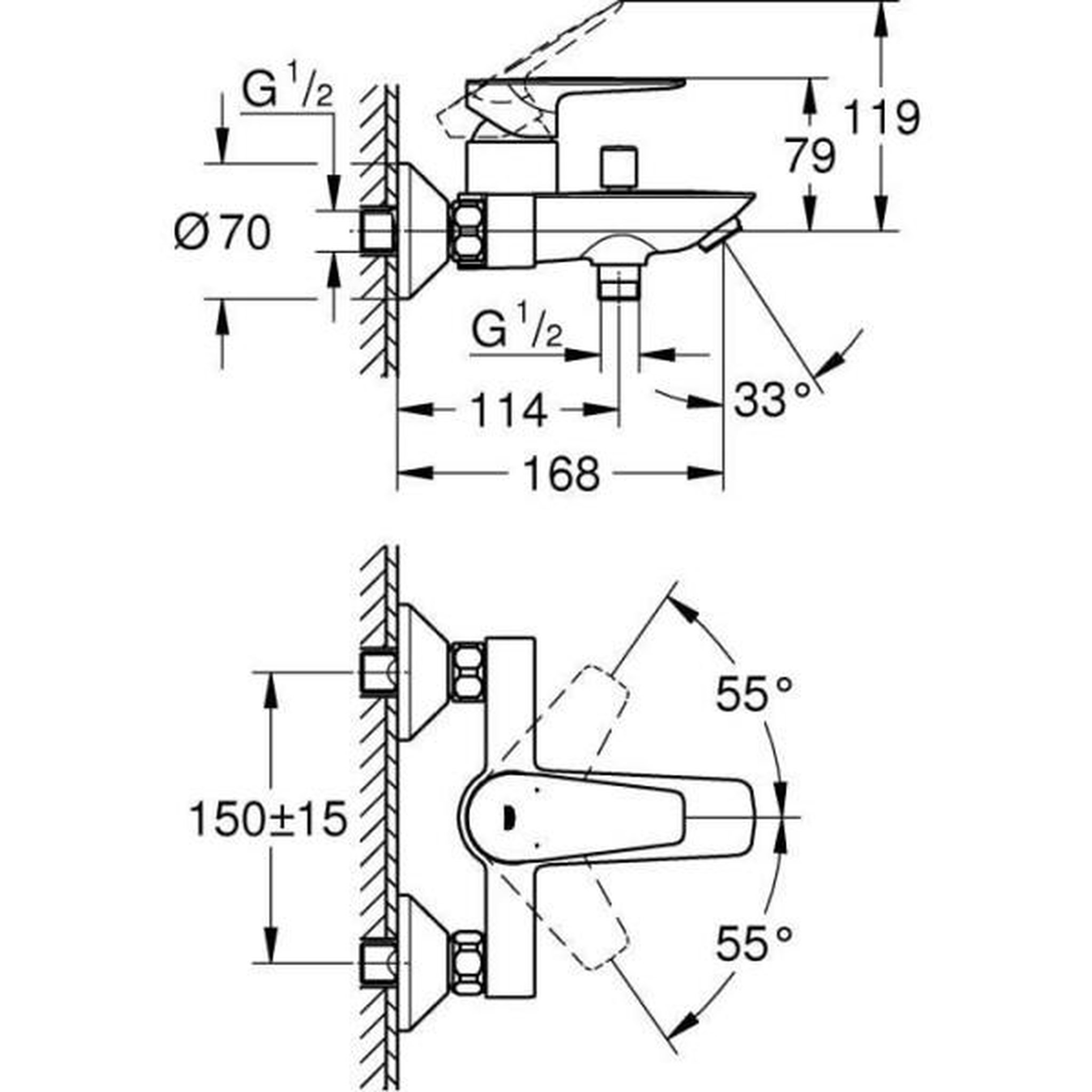 Voir la diapositive 6 : Grohe Mitigeur monocommande Bain / Douche - GROHE - Start Edge - Chromé - Economie d'eau - Garantie 5 ans