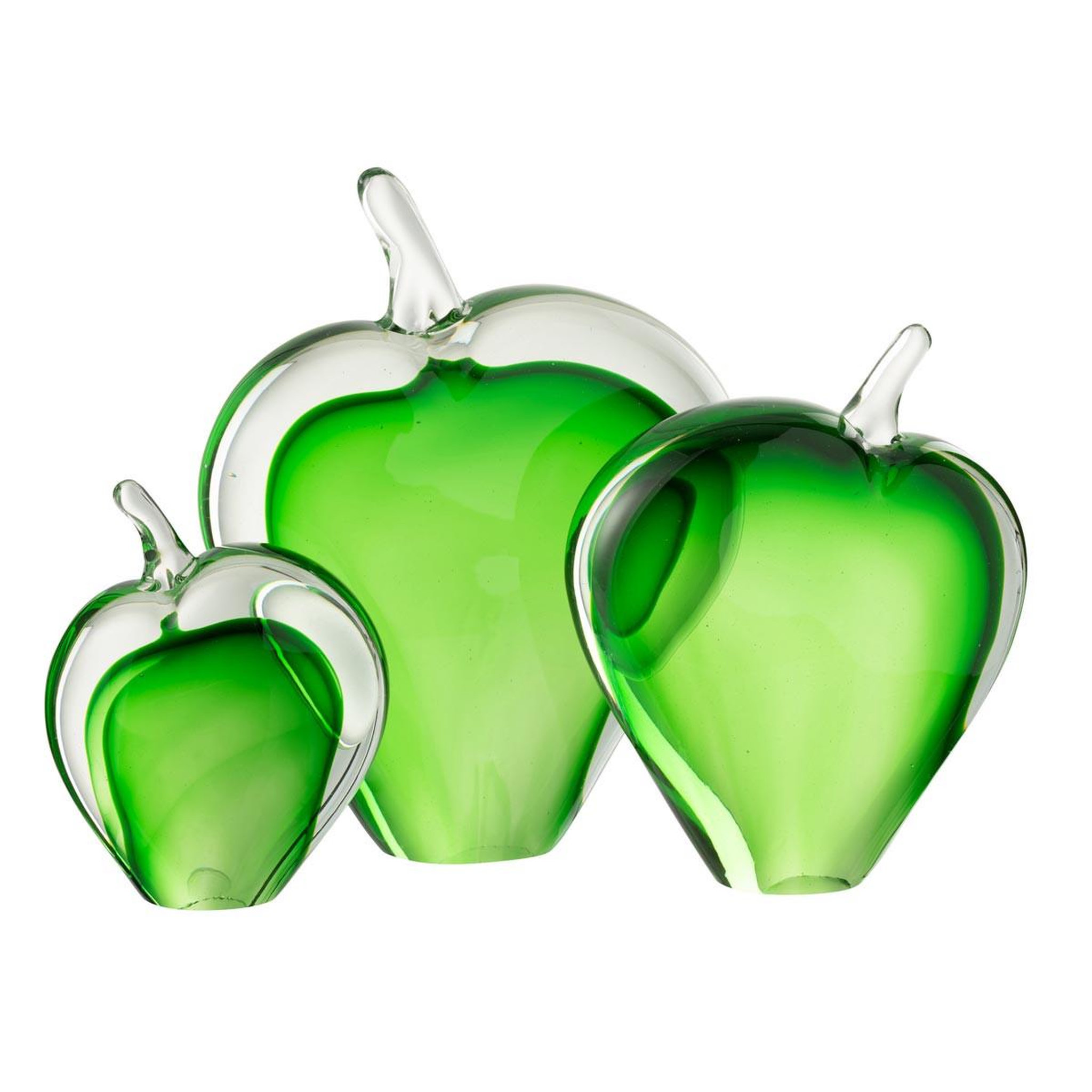 J-LINE Lot de 3 presse-papiers en verre  malum  24cm vert