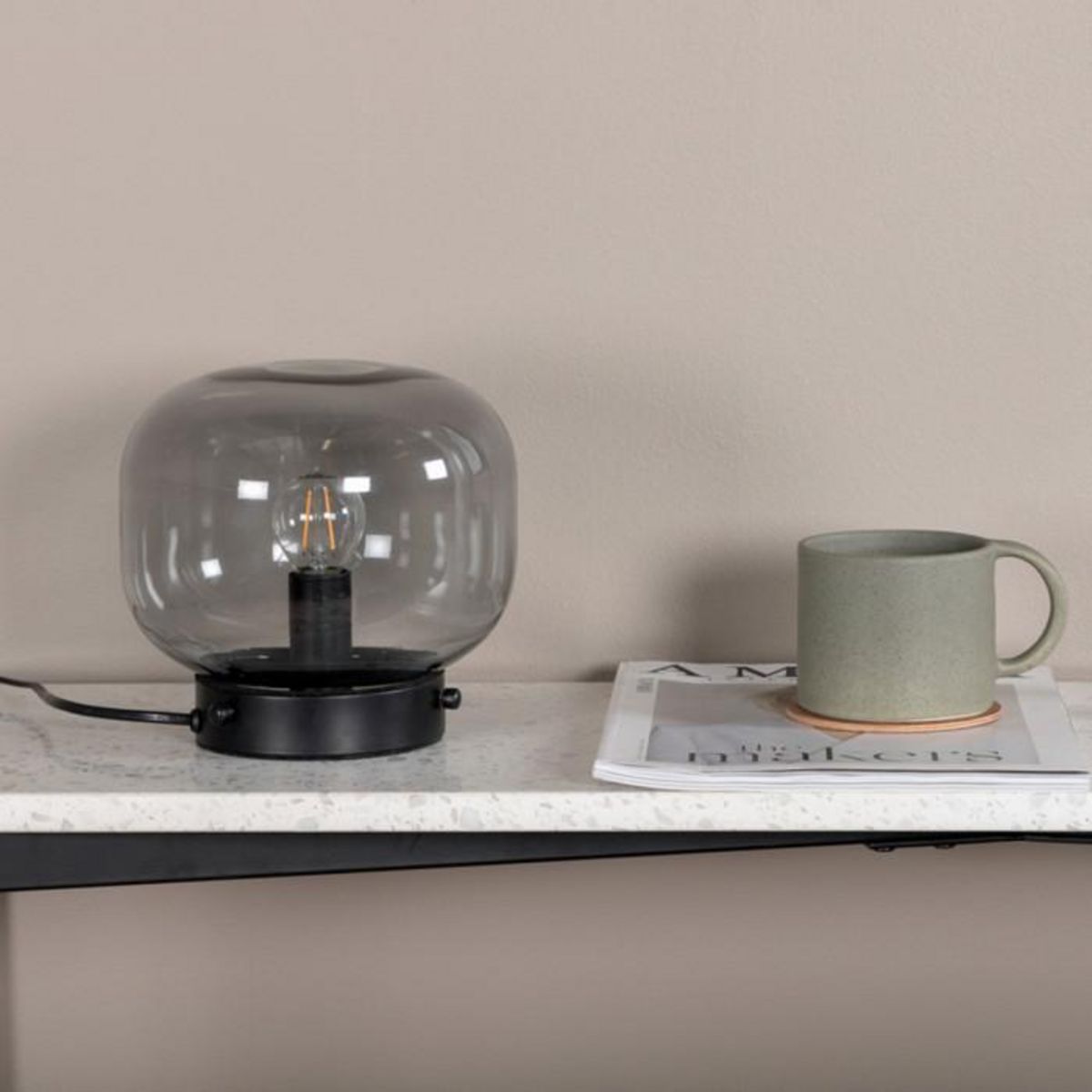 Paris Prix Lampe à Poser en Verre  Bollonelie  19cm Noir