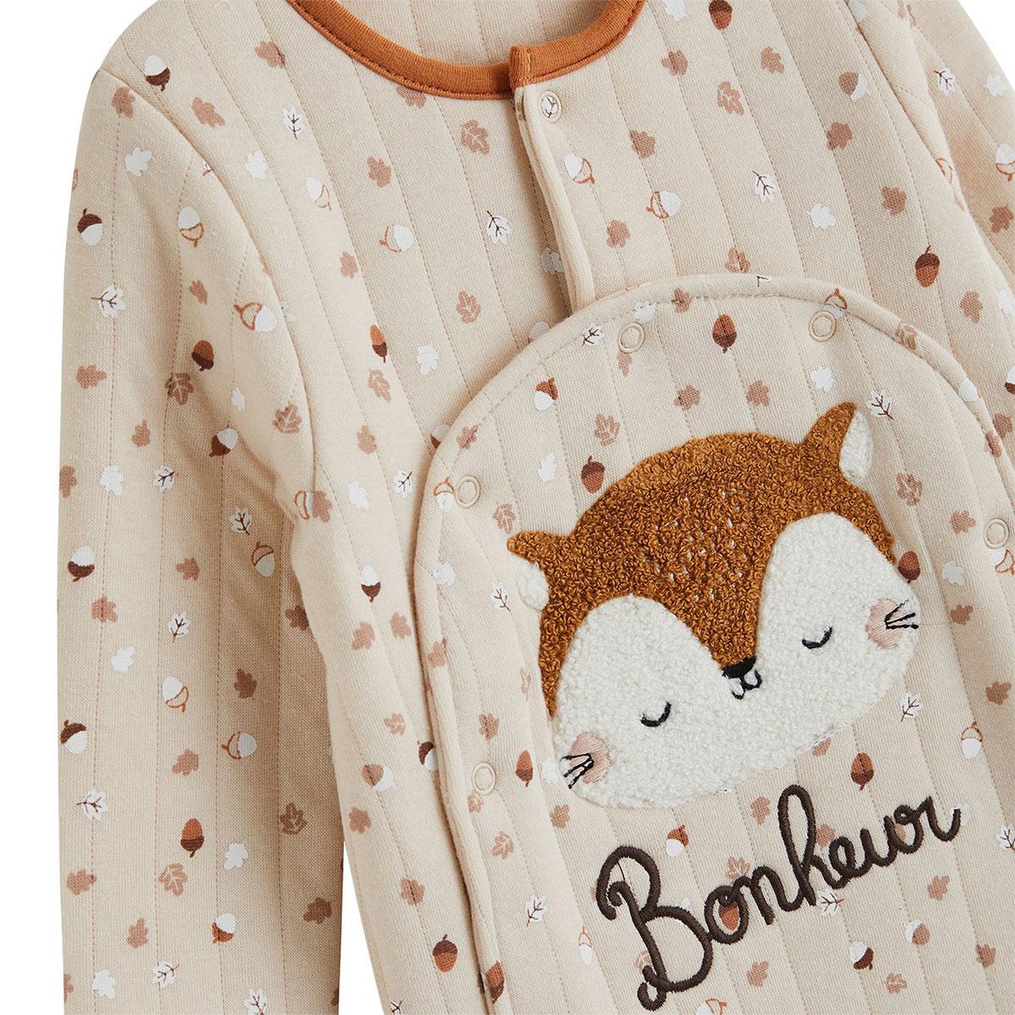Voir la diapositive 3 : PETIT BEGUIN Pyjama bébé matelassé ouverture pont caramel