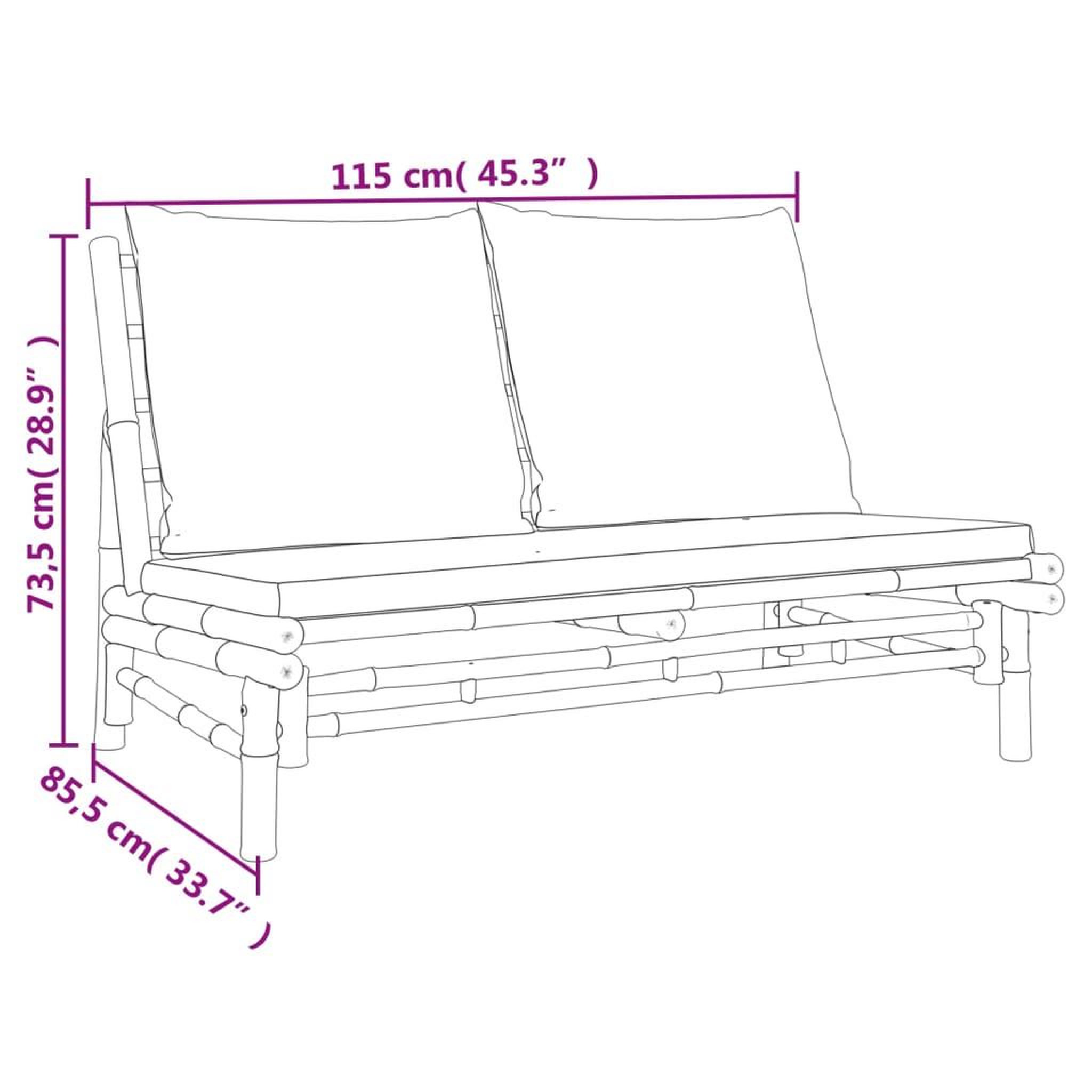 Voir la diapositive 6 : VIDAXL Salon de jardin 3 pcs avec coussins gris fonce bambou