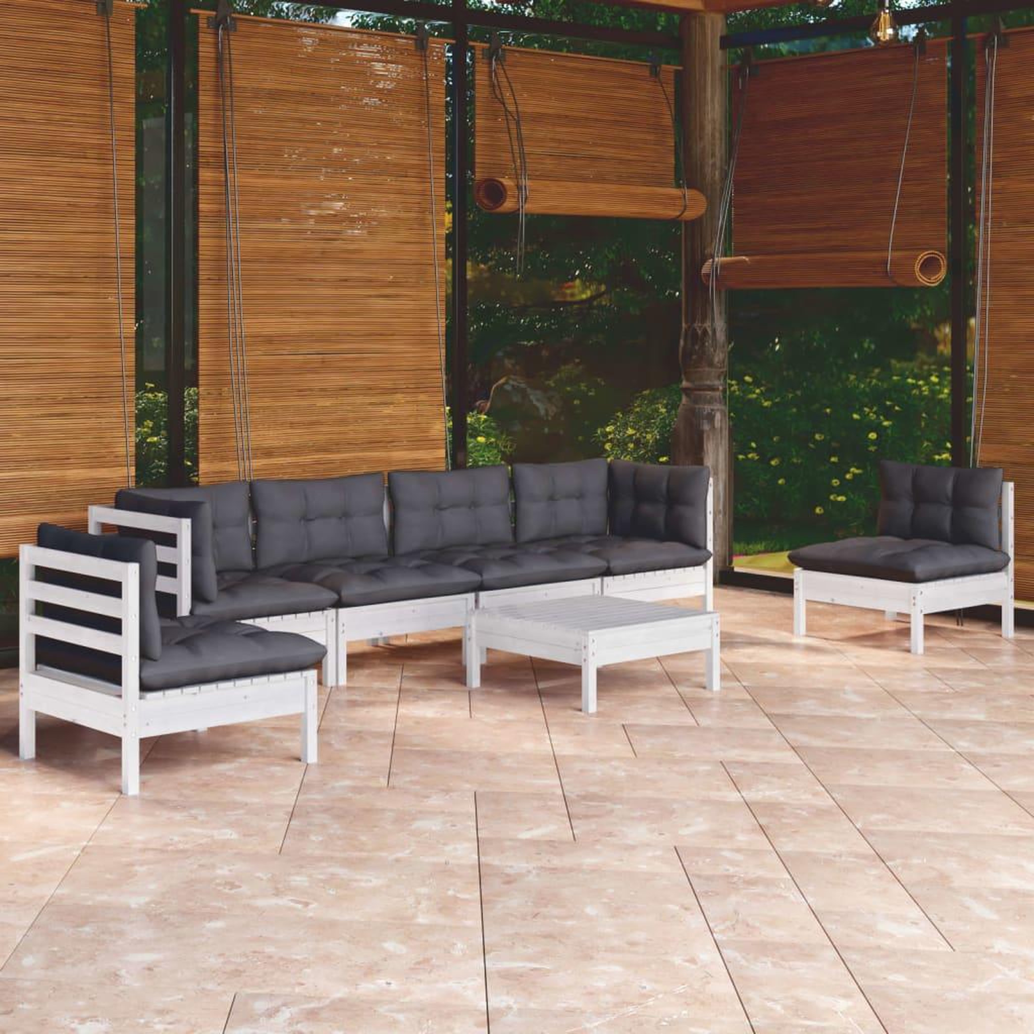 VIDAXL Salon de jardin 7 pcs avec coussins bois de pin massif