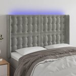 VIDAXL Tete de lit a LED Gris clair 147x16x118/128 cm Velours