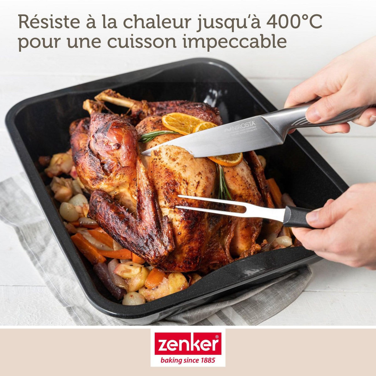 ZENKER Plat à four XXL rectangle en acier émaillé 40 x 34 cm Zenker Spécial cooking