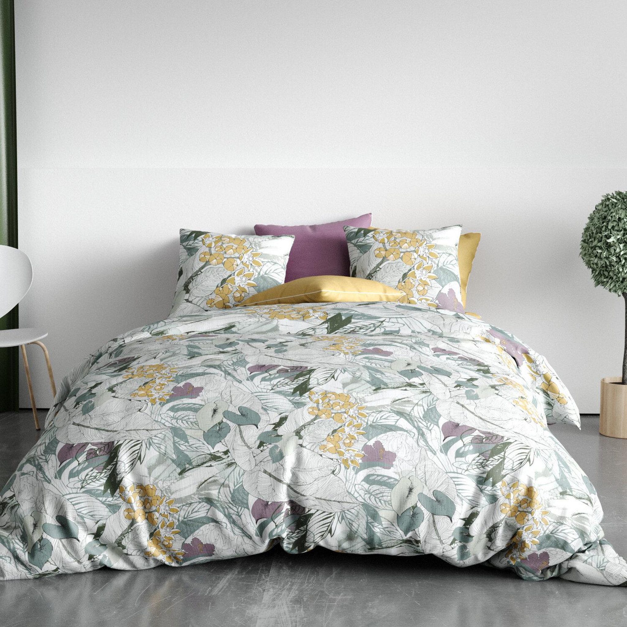 Voir la diapositive 2 : Les Ateliers du Linge Parure de couette 100%coton bio 57fils/cm2-zelia