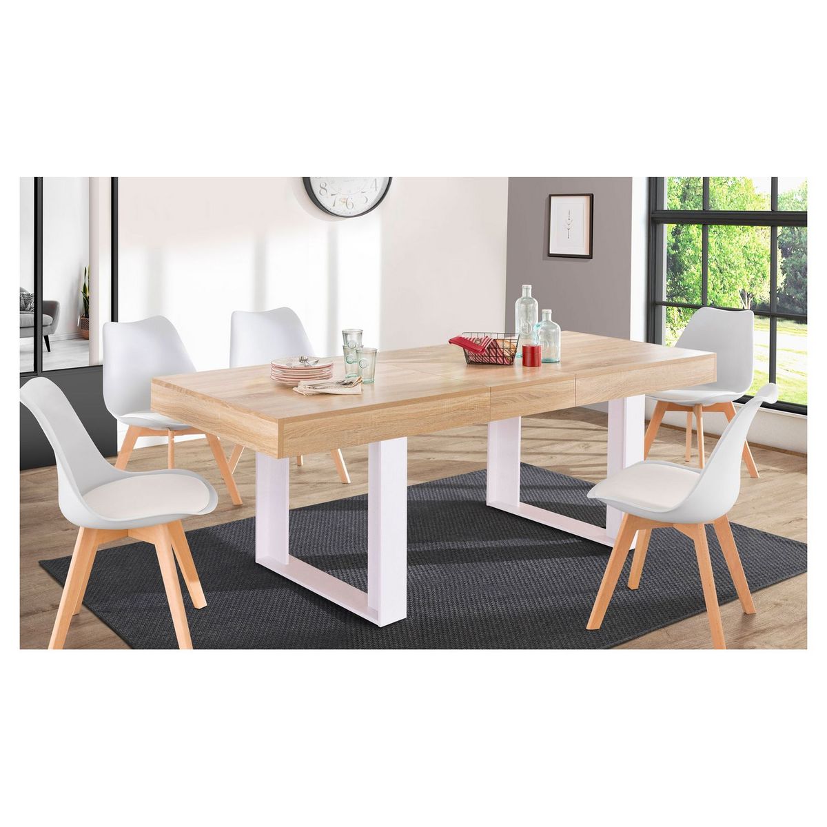 Table de séjour salle à manger extensible style industriel 160/200 cm MILTON