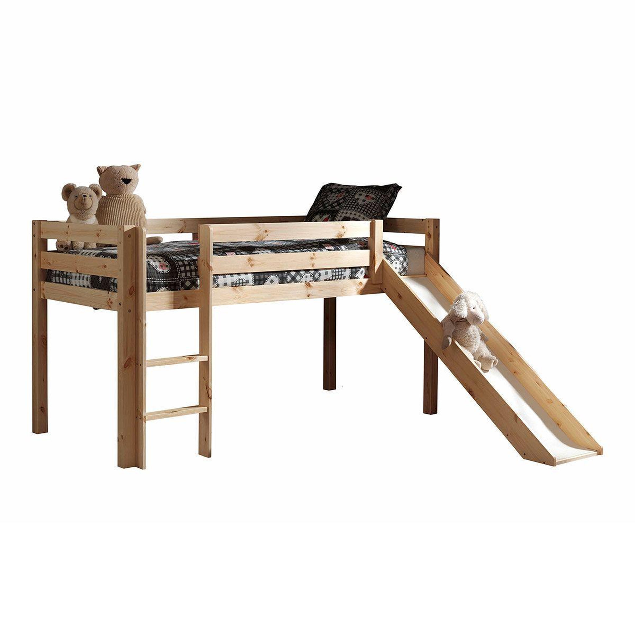 Voir la diapositive 4 : Paris Prix Pack - lit enfant toboggan, tente & 3 pochettes  pino birdy  naturel