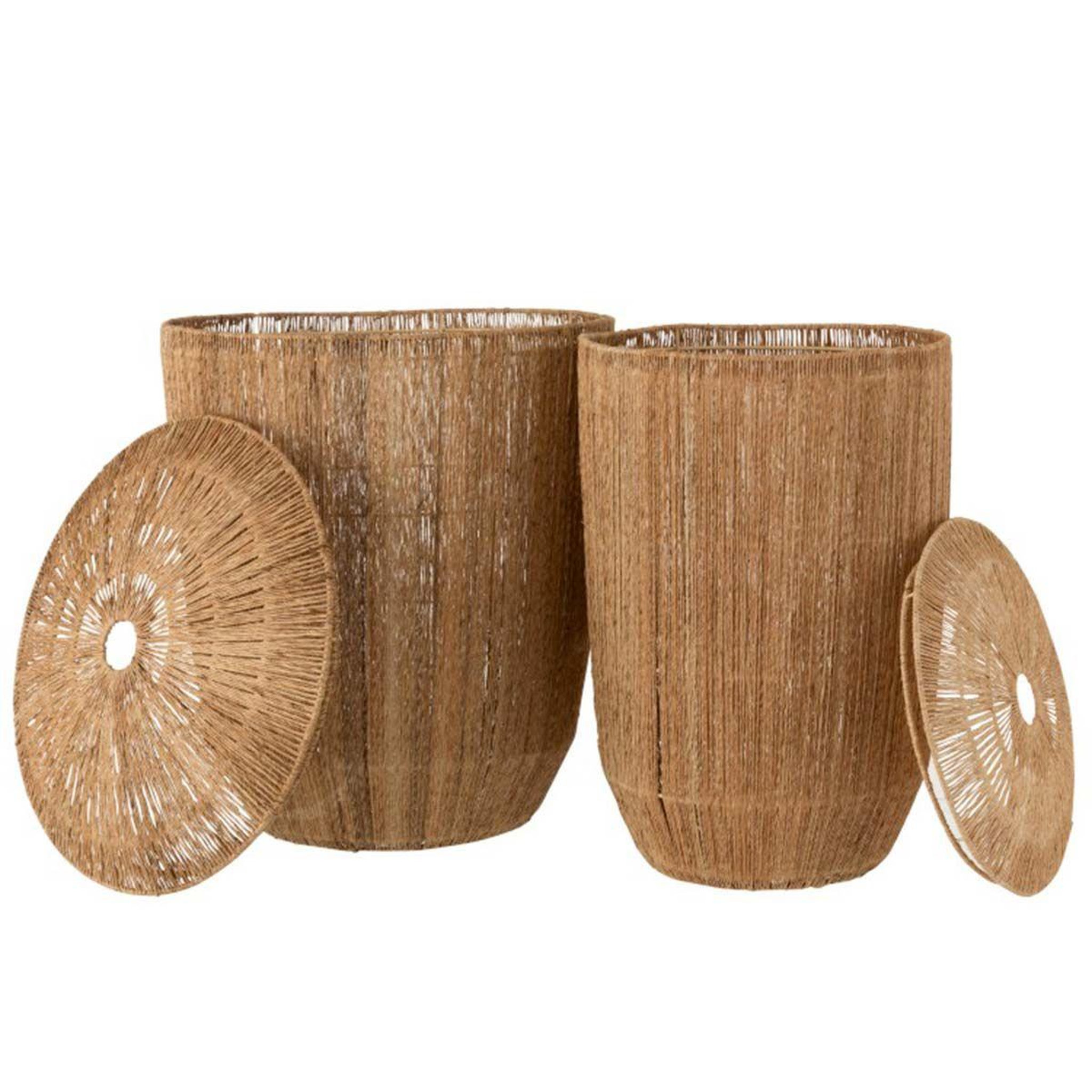 Voir la diapositive 2 : J-LINE Lot de 2 paniers en jute  dantya  58cm naturel
