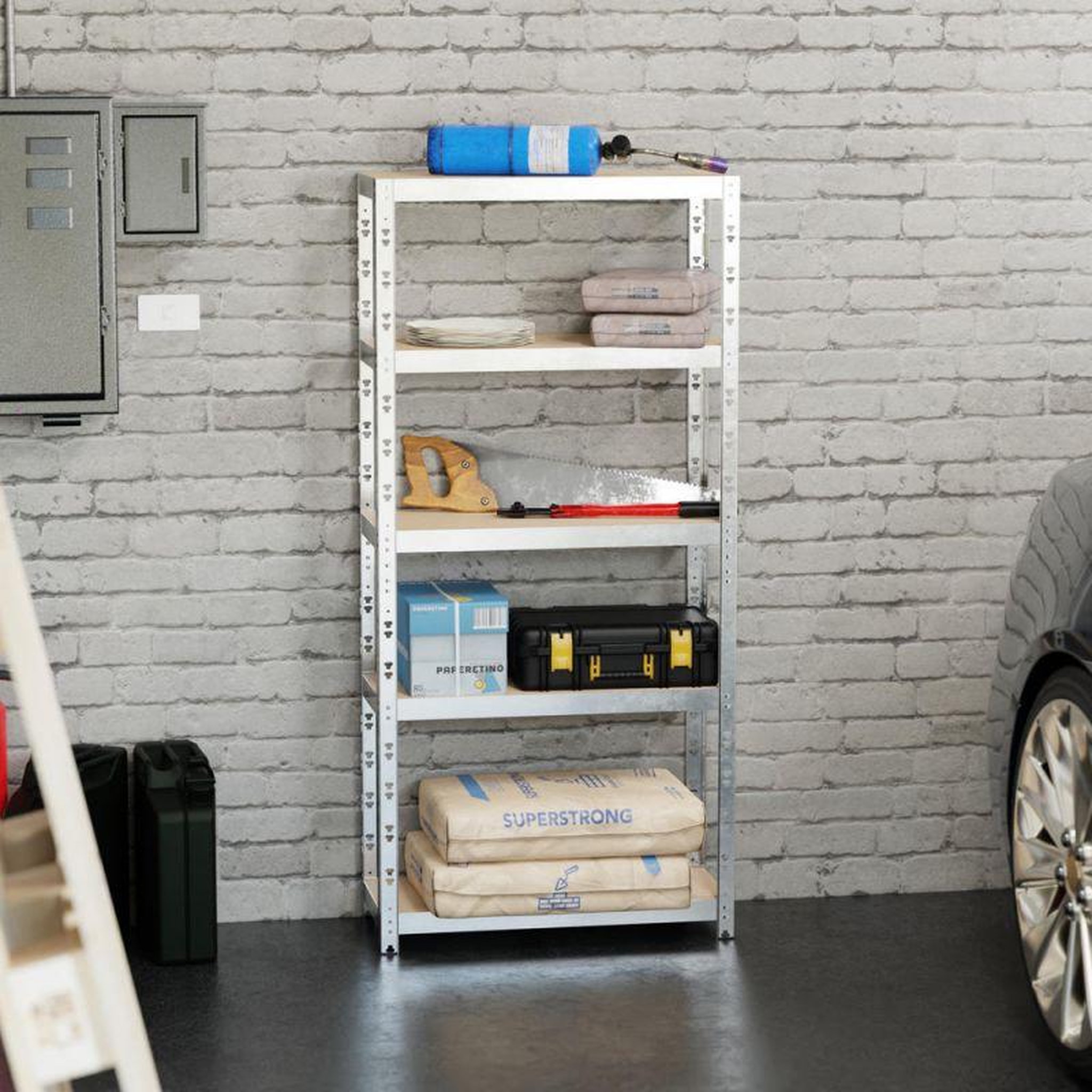 Voir la diapositive 2 : EUROSPEN Etagère de rangement modulable et polyvalente pour atelier, garage, cave... Charge Lourde max 500kg -150x70x30cm - Gris