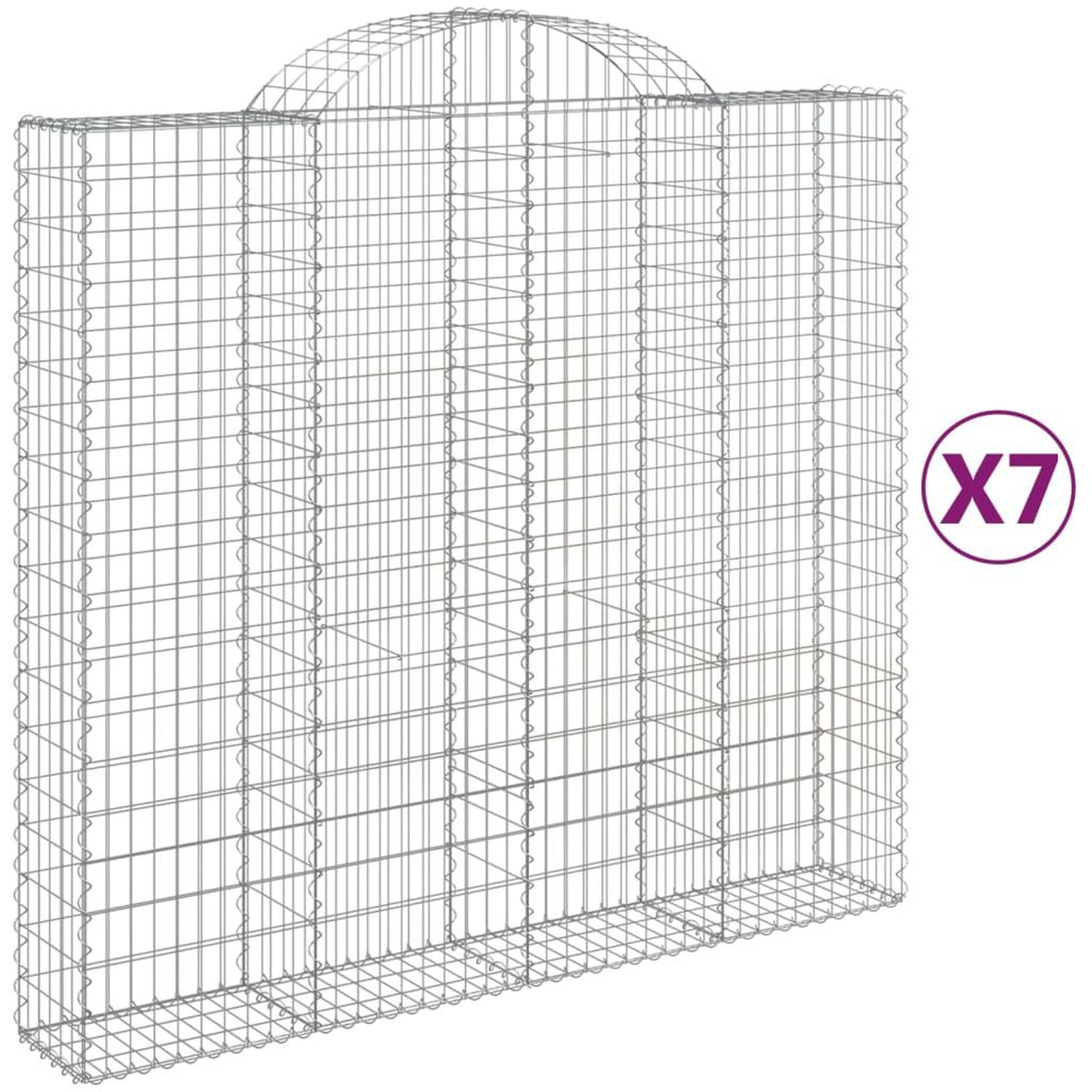 Voir la diapositive 2 : VIDAXL Paniers a gabions arques 7 pcs 200x50x180/200 cm Fer galvanise