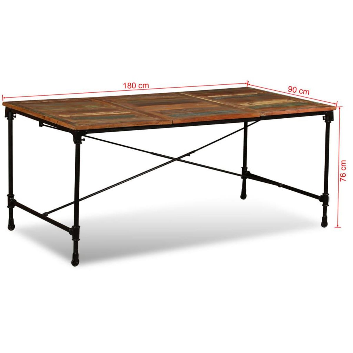 VIDAXL Table a manger Bois de recuperation massif 180 cm
