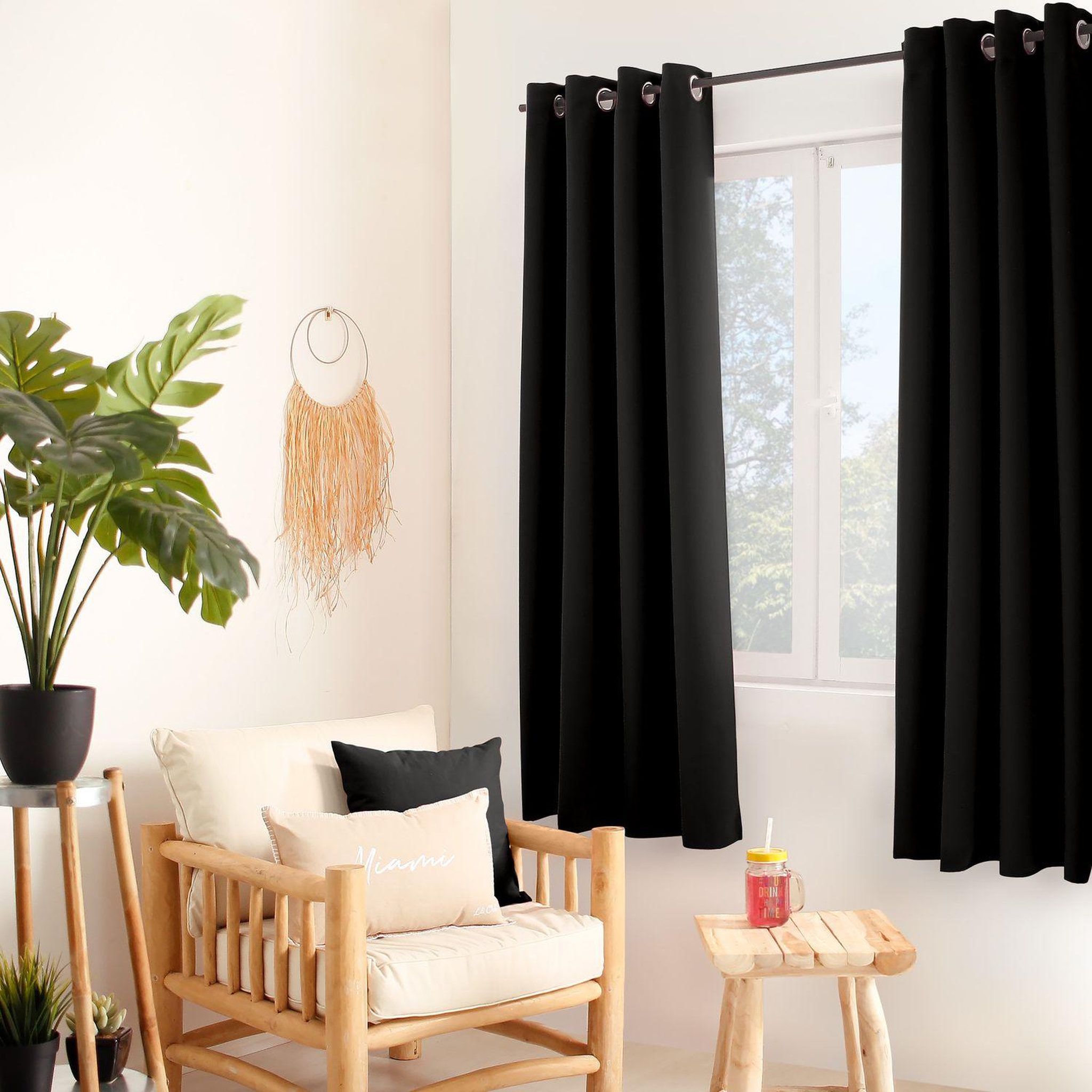 Voir la diapositive 2 : TOILINUX Rideau occultant classy - 140 x 180 cm - noir