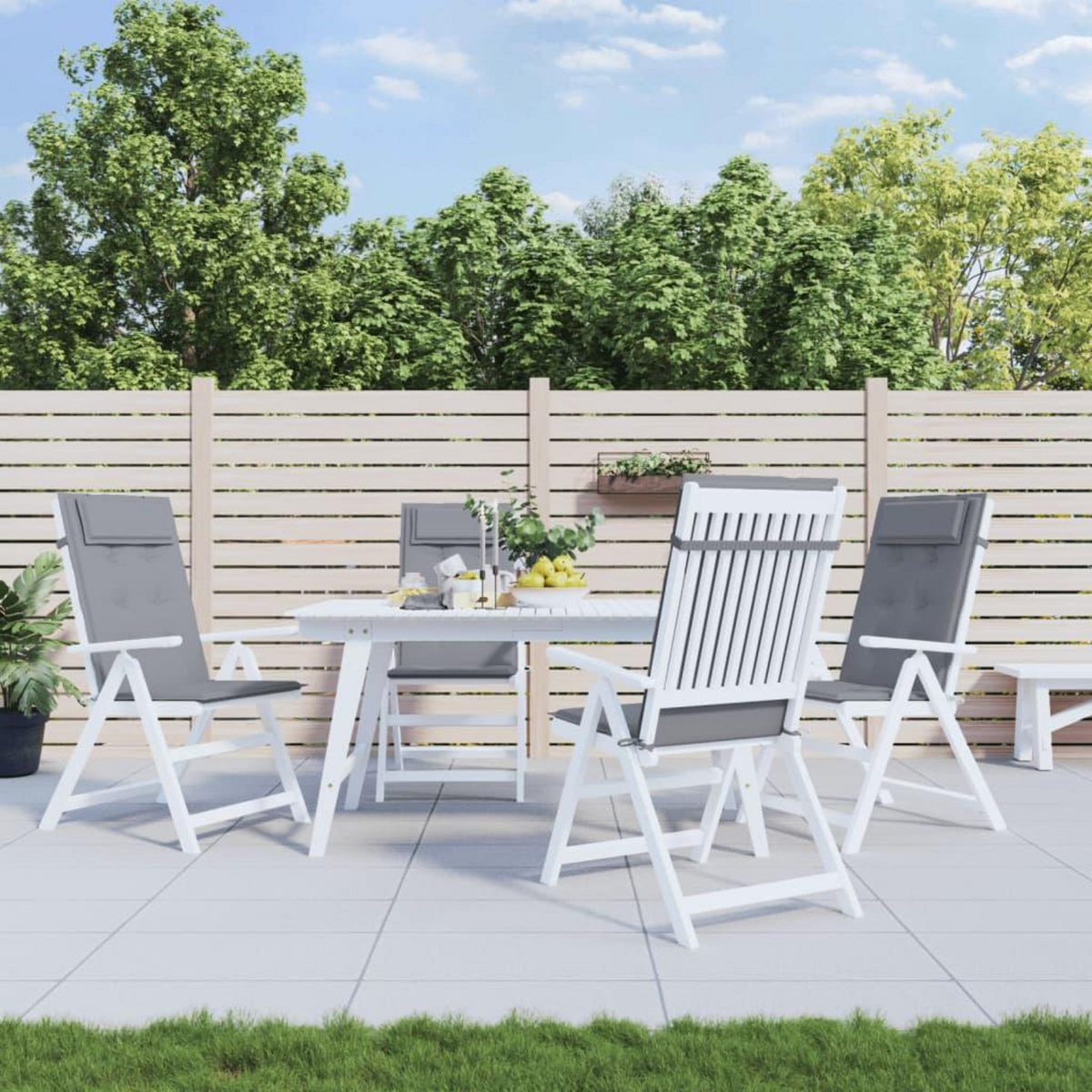 VIDAXL Coussins de chaise a dossier haut lot de 4 gris tissu oxford