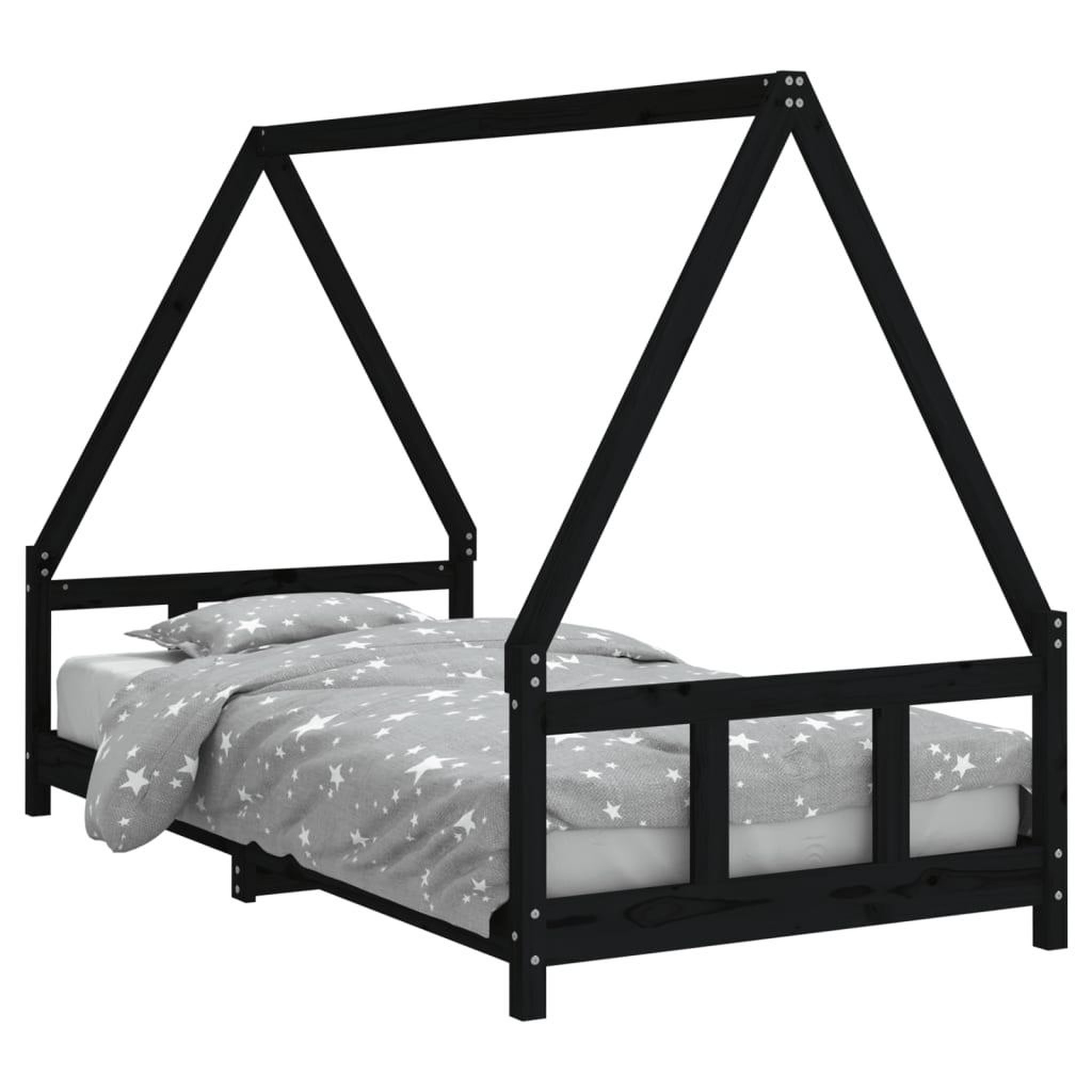 Voir la diapositive 2 : VIDAXL Cadre de lit pour enfants noir 90x190 cm bois de pin massif