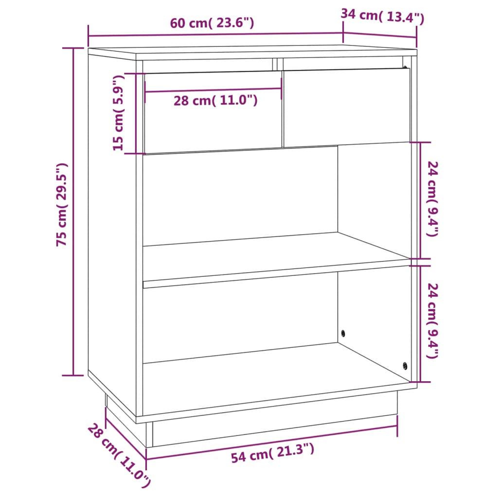 Voir la diapositive 6 : VIDAXL Armoire console Marron miel 60x34x75 cm Bois de pin solide