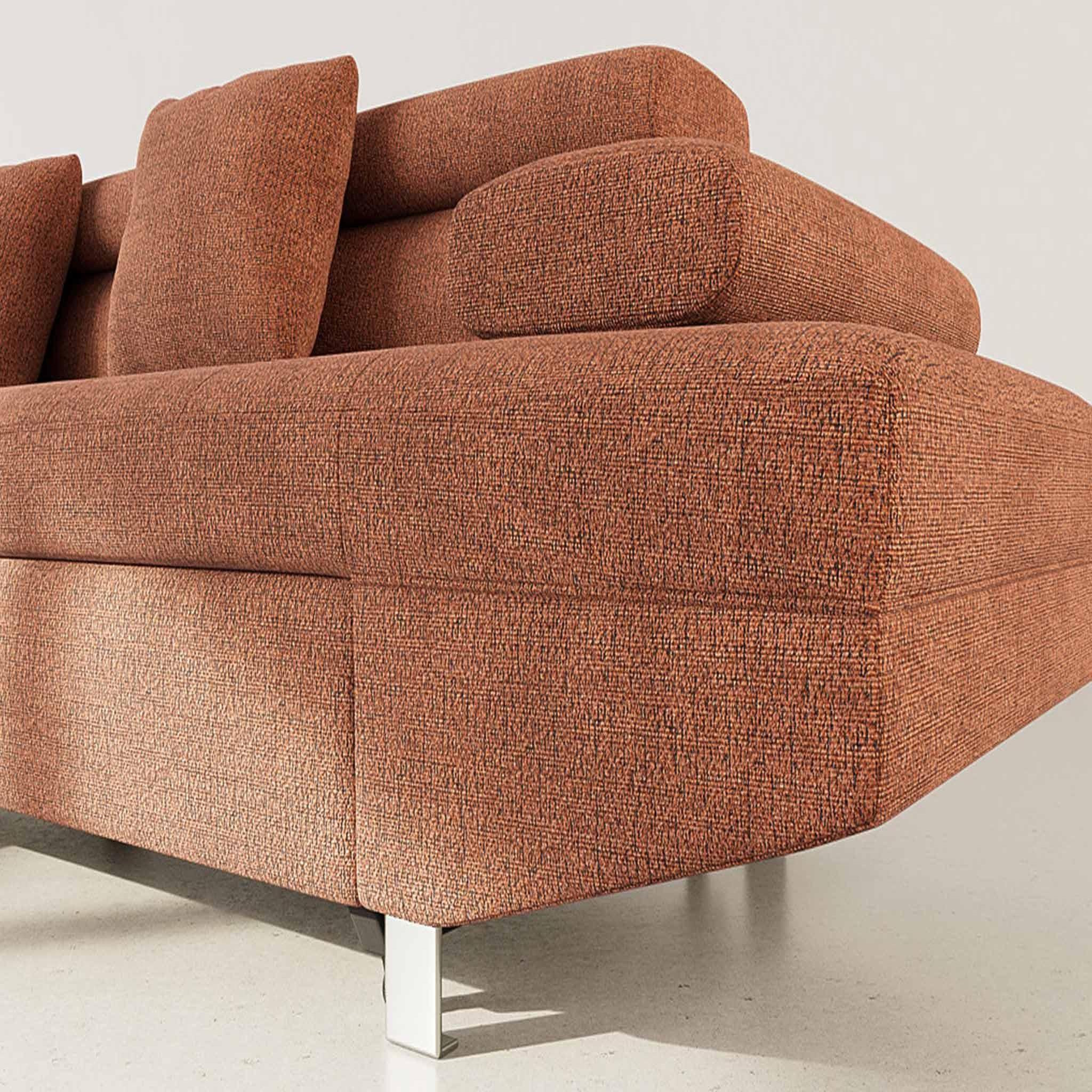 Voir la diapositive 4 : BEST MOBILIER Margaux - canapé d'angle gauche 5 places convertible avec coffre et têtières réglables en velours texturé