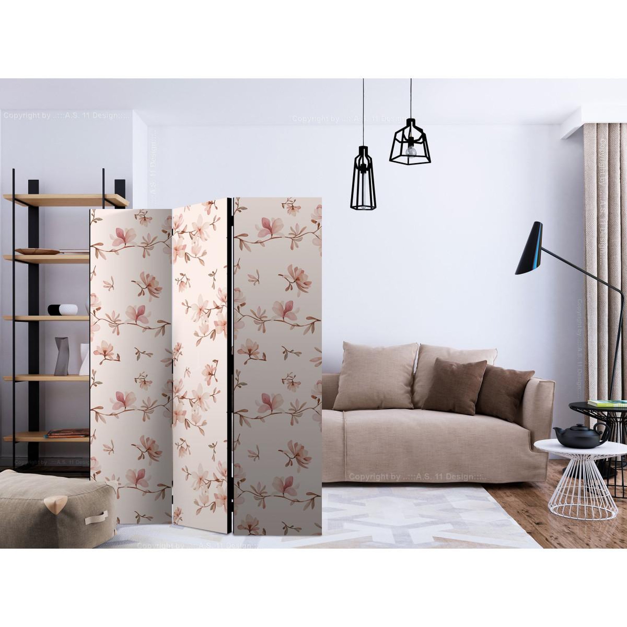 Voir la diapositive 2 : Paris Prix Paravent 3 volets  magnolia twigs  135x172cm