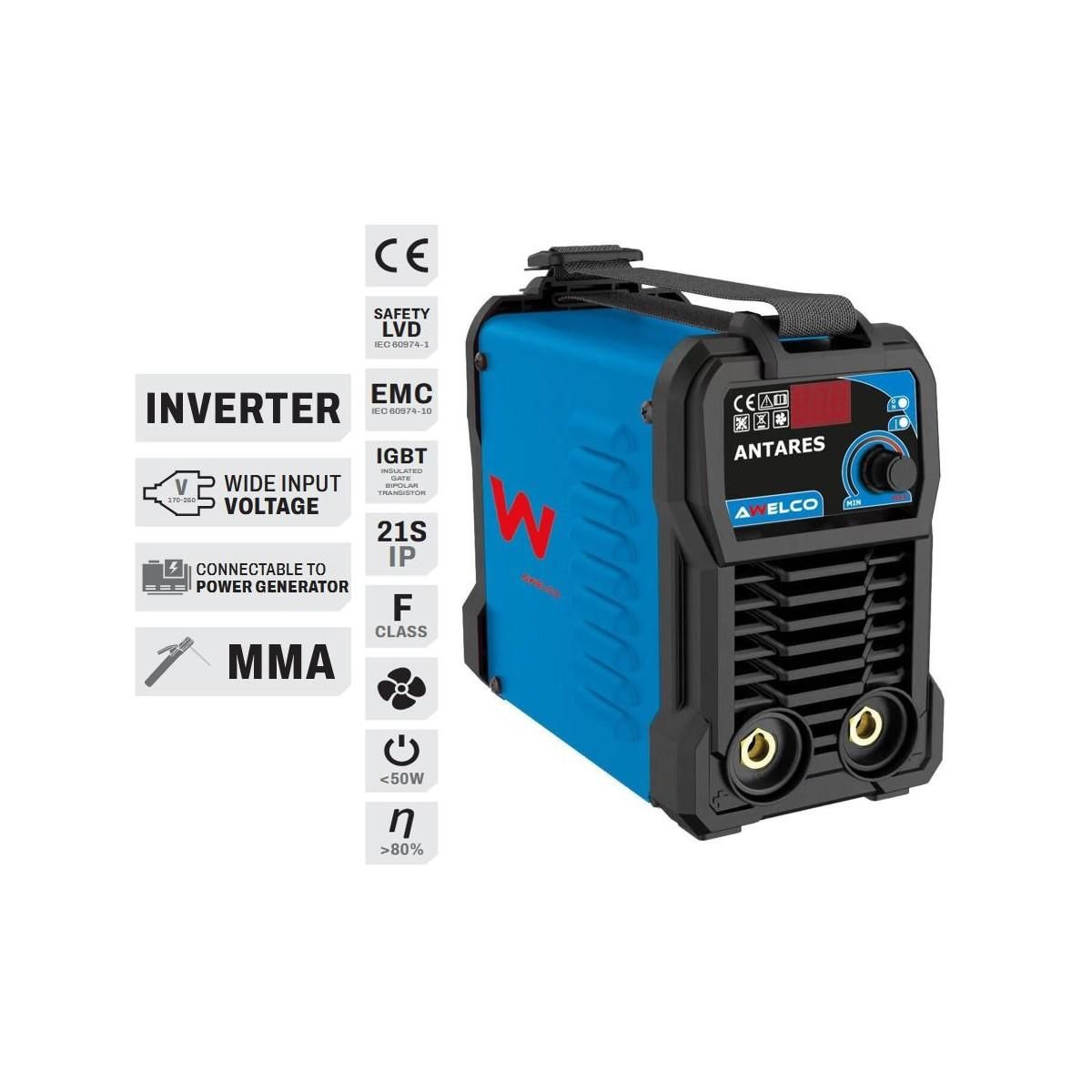 Awelco Poste à Souder 200A Inverter MMA IGBT Electrodes Ø1,6 à 5,0 mm Acier Inox Fonte Awelco