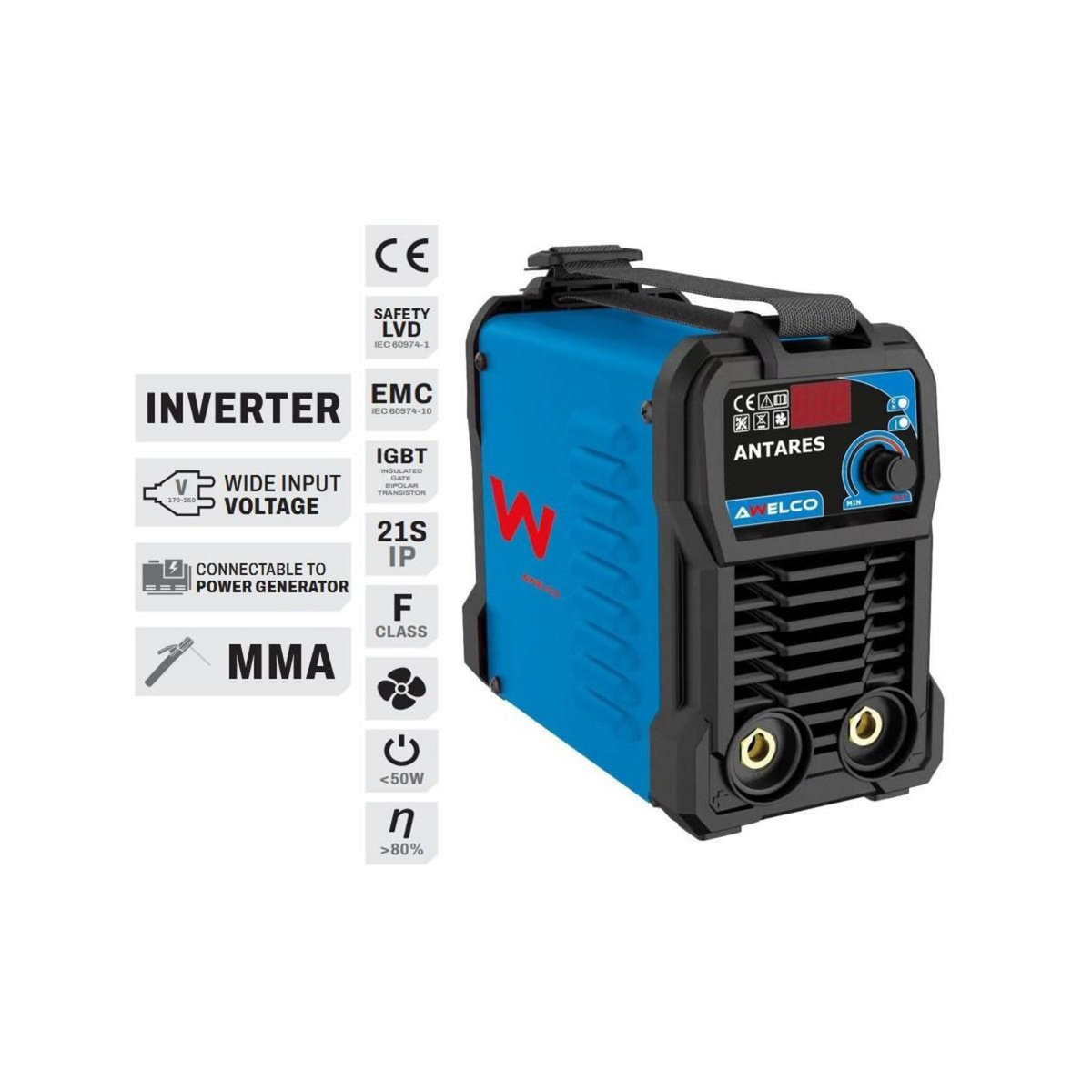 Awelco Poste à Souder 200A Inverter MMA IGBT Electrodes Ø1,6 à 5,0 mm Acier Inox Fonte Awelco