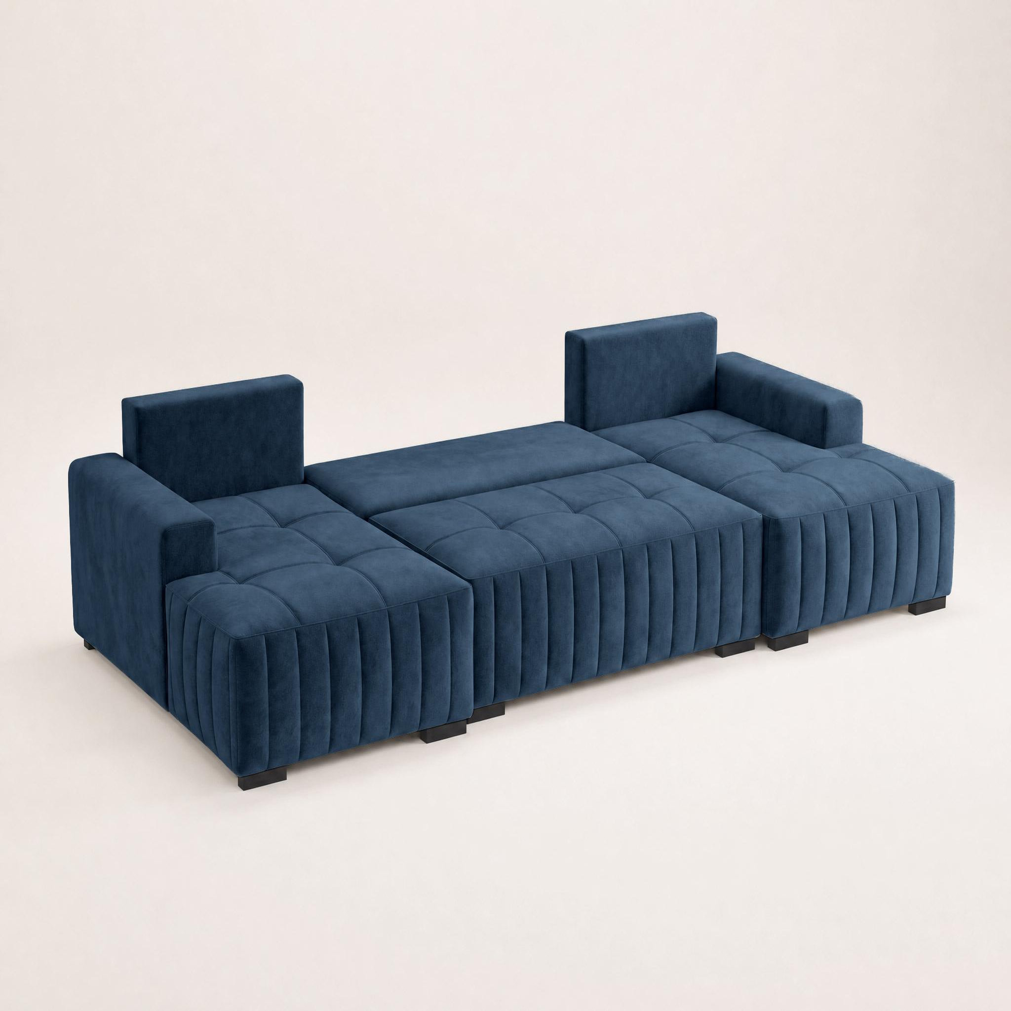 Voir la diapositive 4 : BEST MOBILIER Lazare - canapé panoramique en u 7 places convertible avec coffre en velours