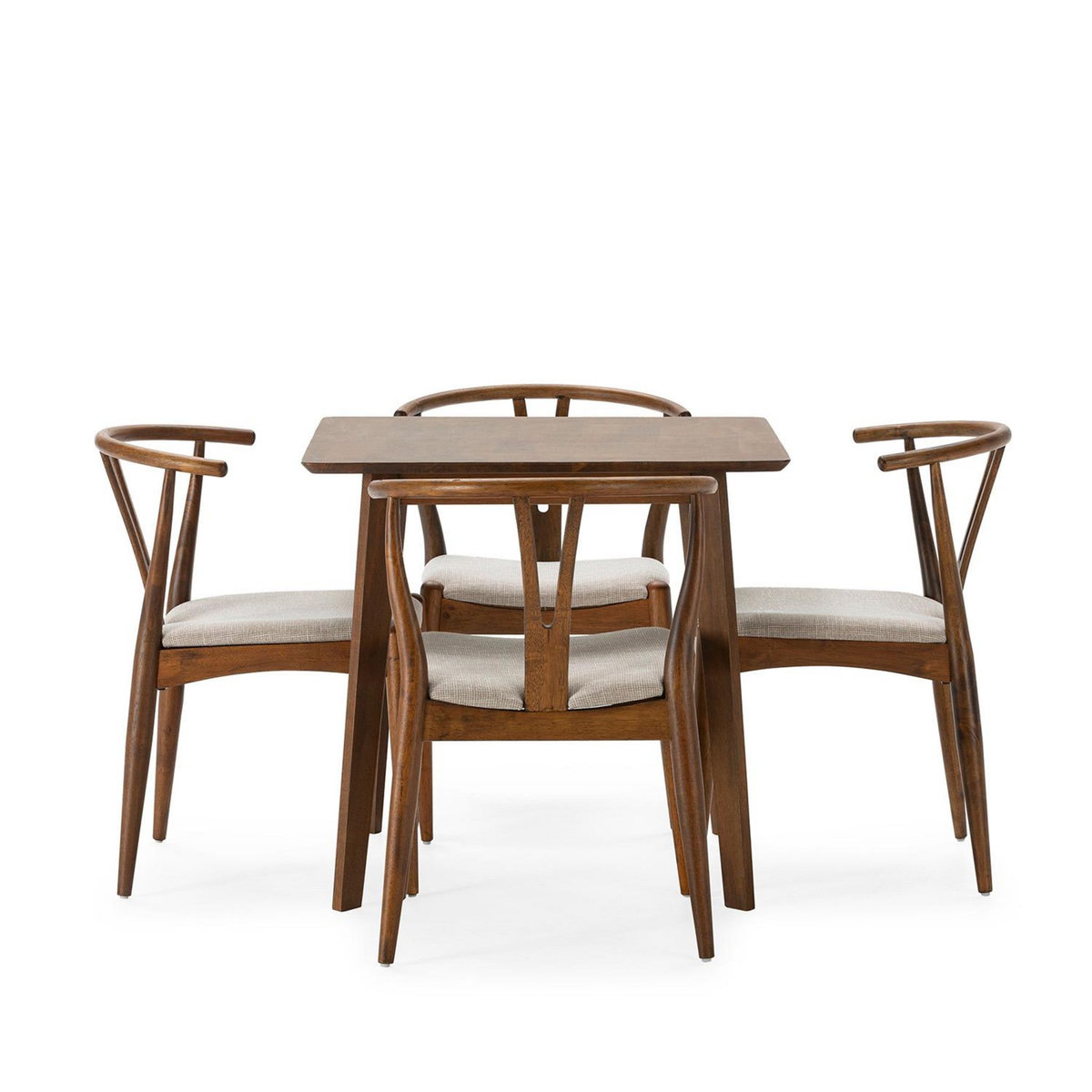 VS VENTA-STOCK Ensemble table 80x80 cm et 4 chaises de salle à manger Rustic Noyer