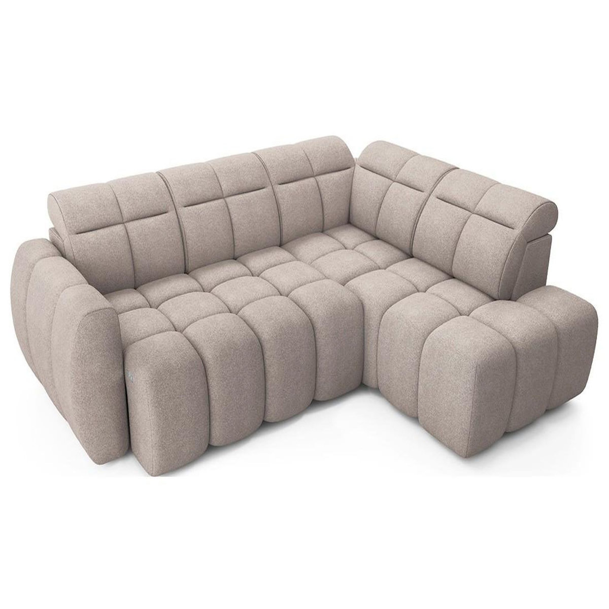 BEST MOBILIER Basile - canapé d'angle droit 4 places assise extensible électrique avec coffre en tissu texturé