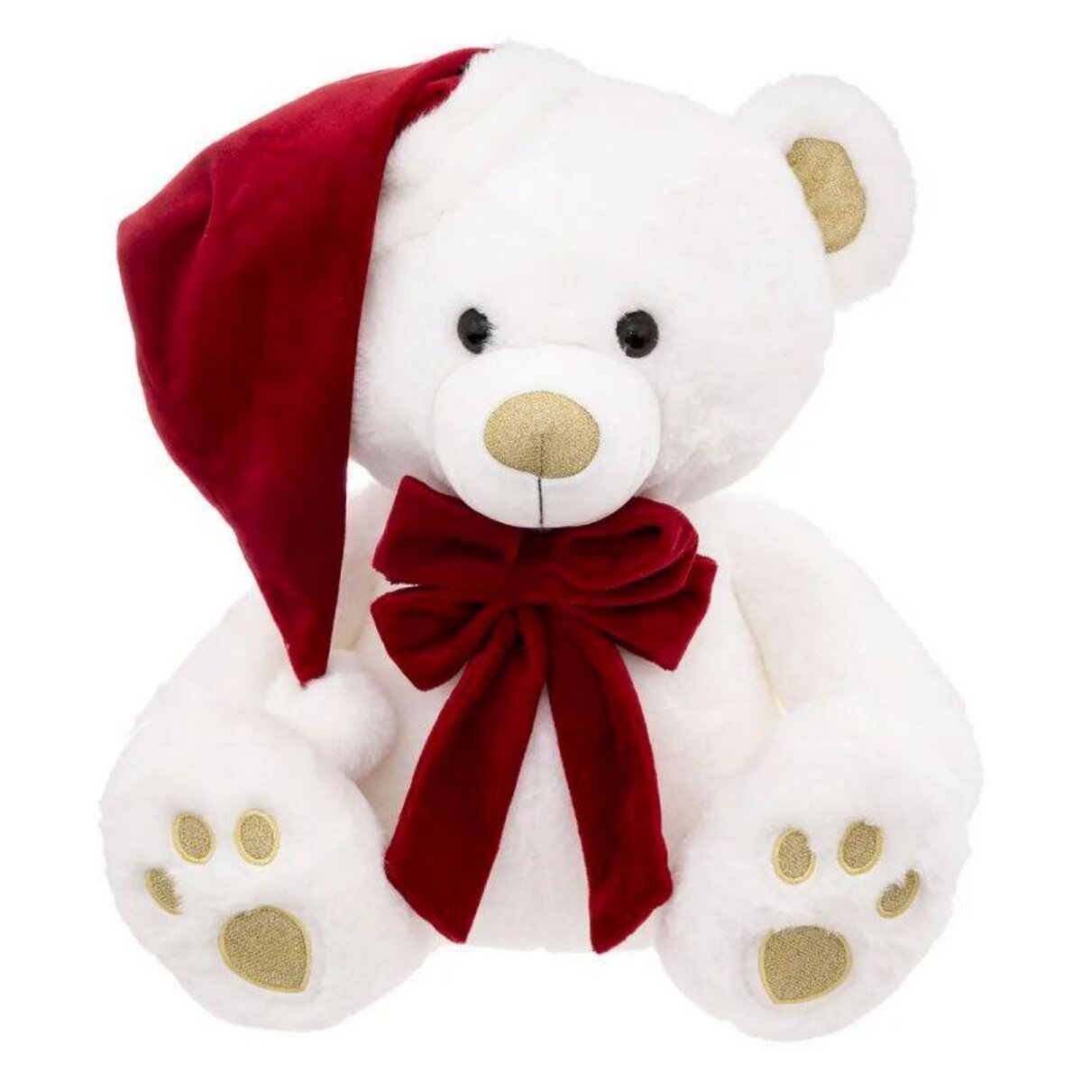 Paris Prix Peluche Enfant Ours Soir de Noël 48cm Blanc pas cher