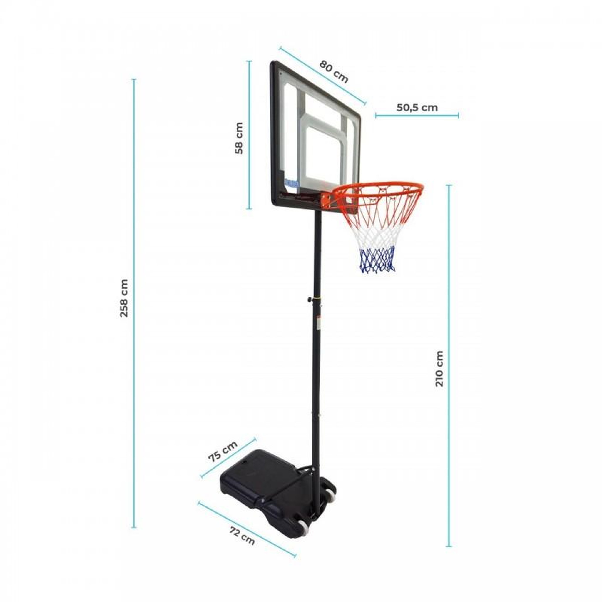 Voir la diapositive 4 : BUMBER Panier de Basket sur Pied Mobile  Orlando  Hauteur Réglable de 1,6m à 2,10m