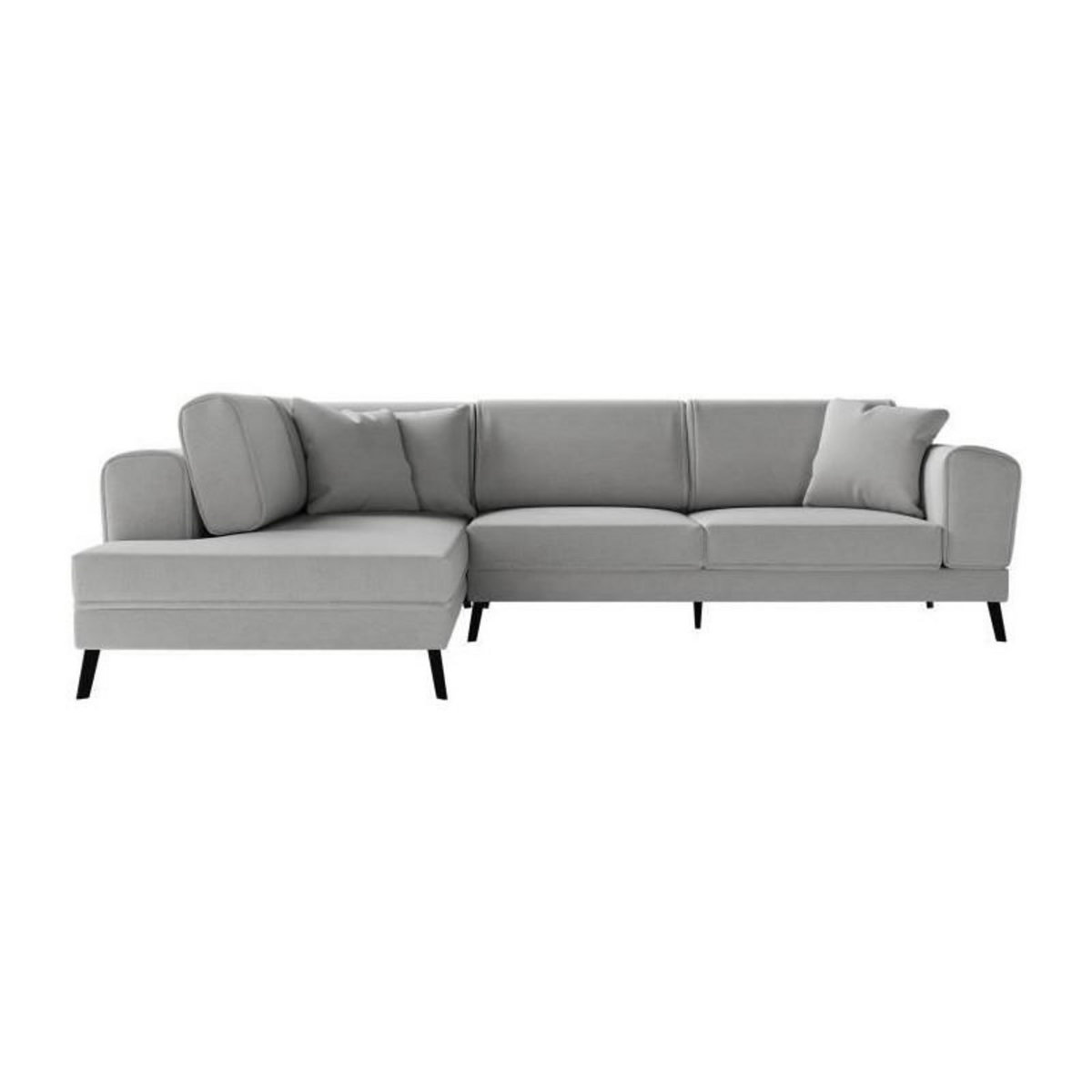 LOUNGITUDE Canapé d'angle gauche convertible IMPERIAL 5 places - Tissu gris clair - 2 coffres de rangement - L304 x P212 x H86 cm