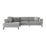 LOUNGITUDE Canapé d'angle gauche convertible IMPERIAL 5 places - Tissu gris clair - 2 coffres de rangement - L304 x P212 x H86 cm