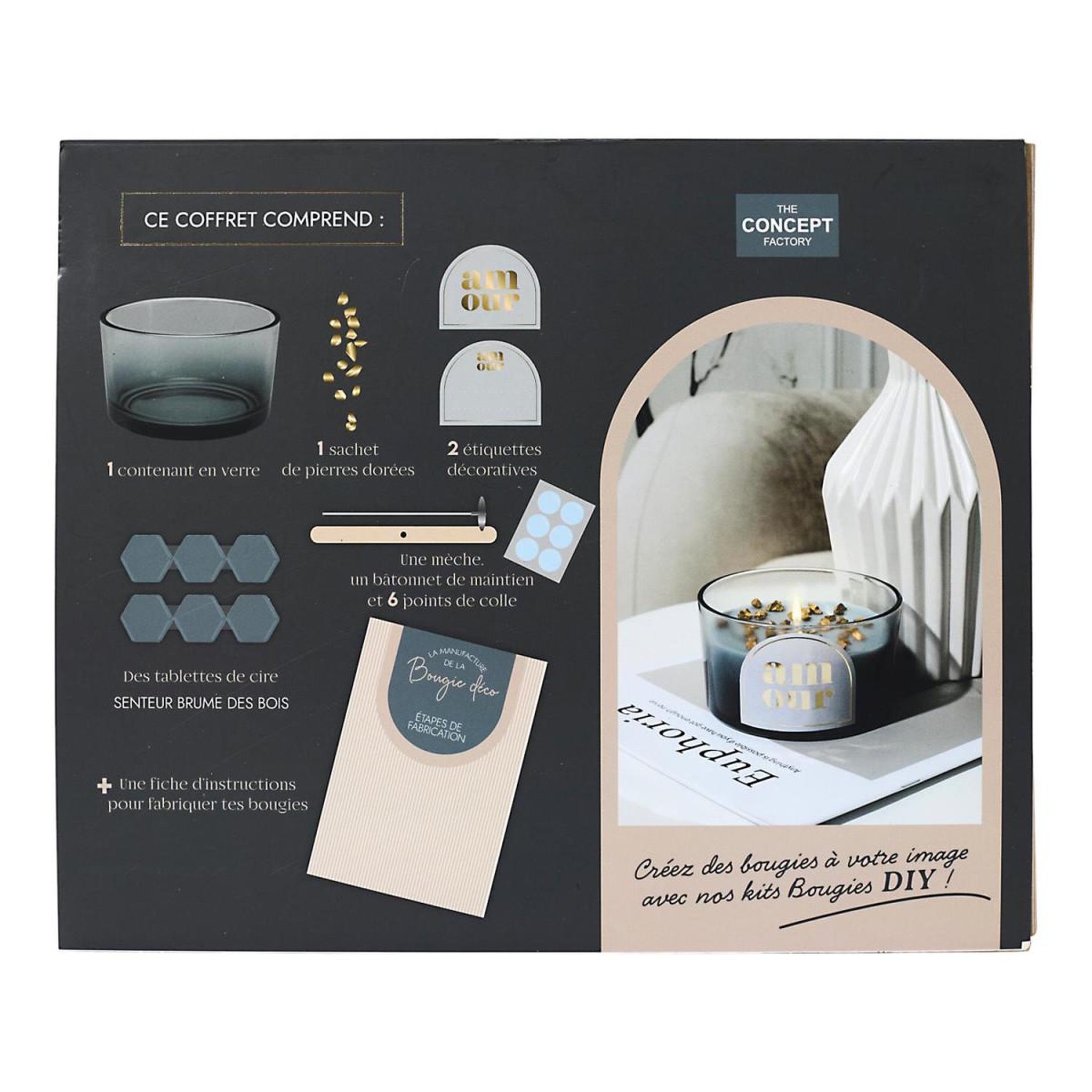 Voir la diapositive 3 : The concept Factory Coffret bougie pierre à confectionner  diy  20cm brume des bois