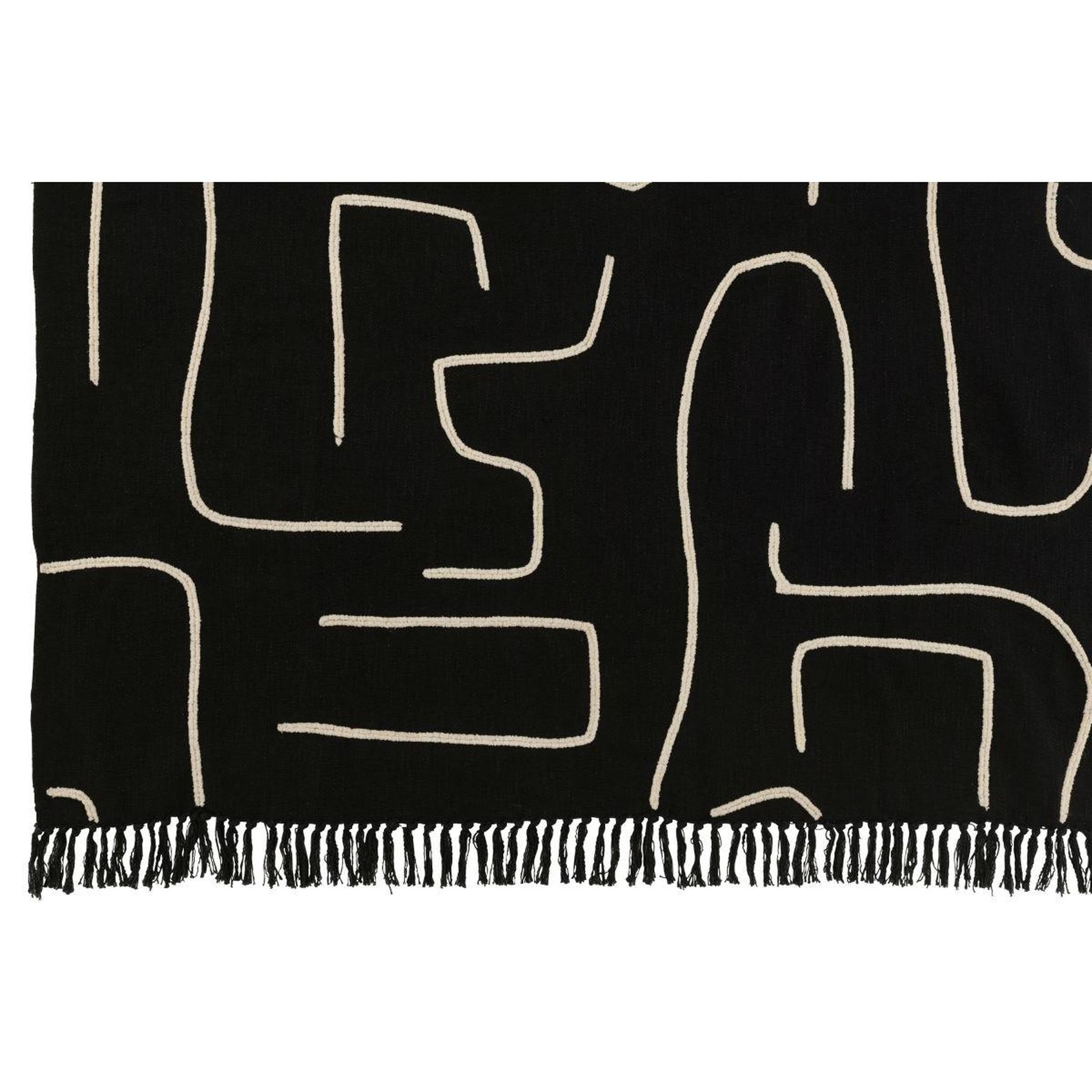 Voir la diapositive 2 : J-LINE Plaid en coton  courbes  130x180cm noir