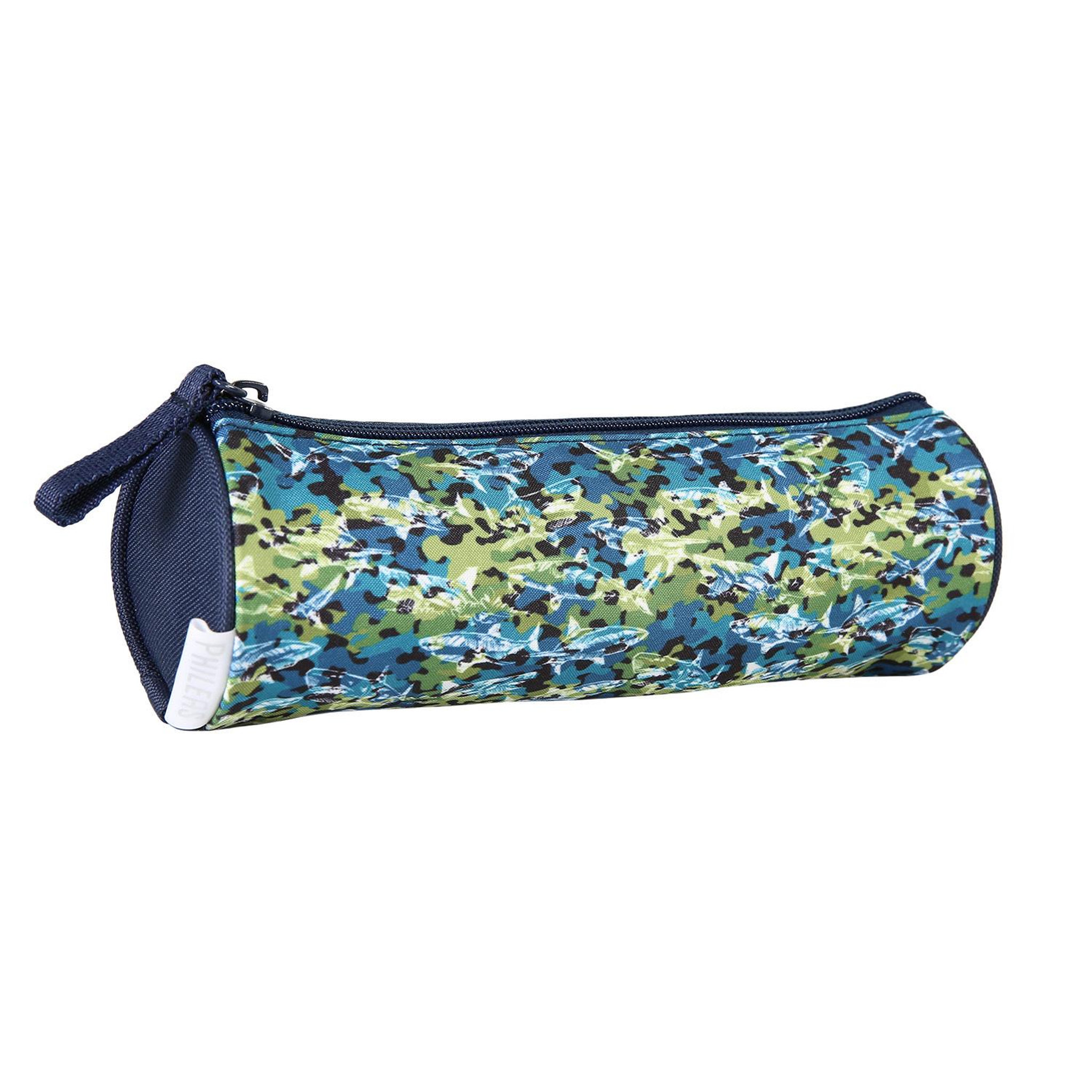 Voir la diapositive 2 : Bagtrotter Bagtrotter - Phileas - Requins - Trousse Scolaire Ronde - Marine - 1 Compartiment Zippé - 22x7x7cm - Matière Polyester - Accessoire et Papeterie Scolaire