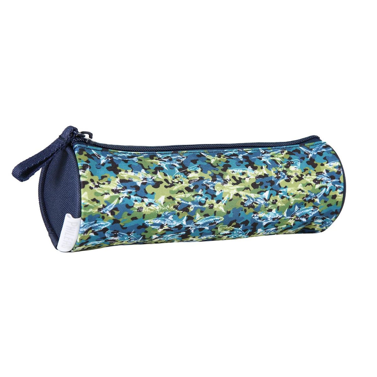 Bagtrotter Bagtrotter - Phileas - Requins - Trousse Scolaire Ronde - Marine - 1 Compartiment Zippé - 22x7x7cm - Matière Polyester - Accessoire et Papeterie Scolaire