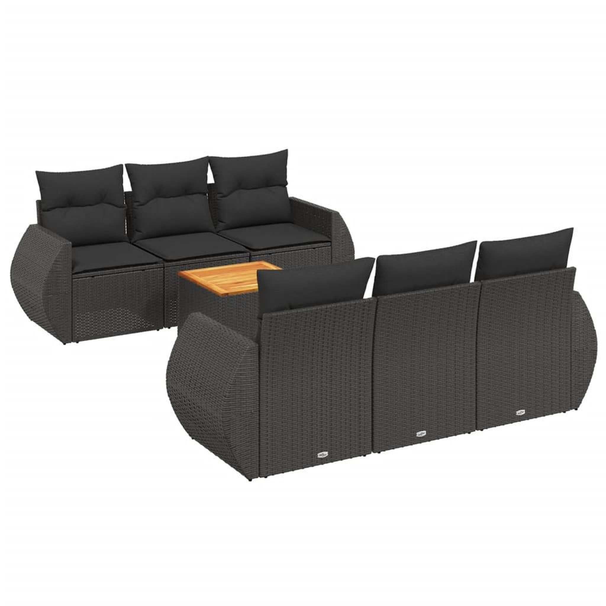 Voir la diapositive 2 : VIDAXL Salon de jardin 7 pcs avec coussins noir resine tressee