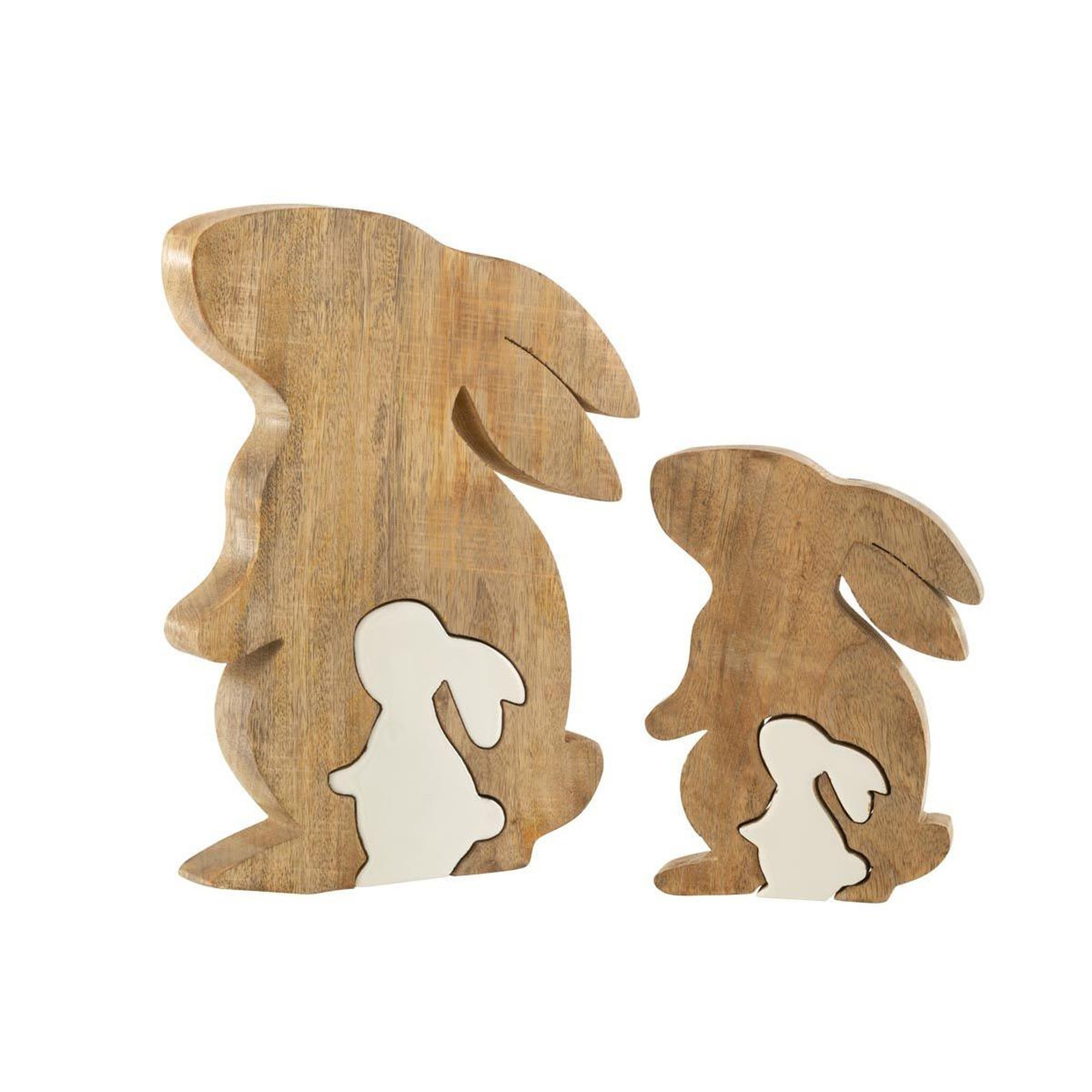 Voir la diapositive 4 : J-LINE Statuette déco  lapin de profil  30cm naturel