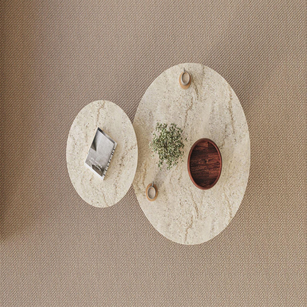 Habitat et Jardin Ensemble de table basse en bois  Private  70 x 70 x 40 cm - Travertin